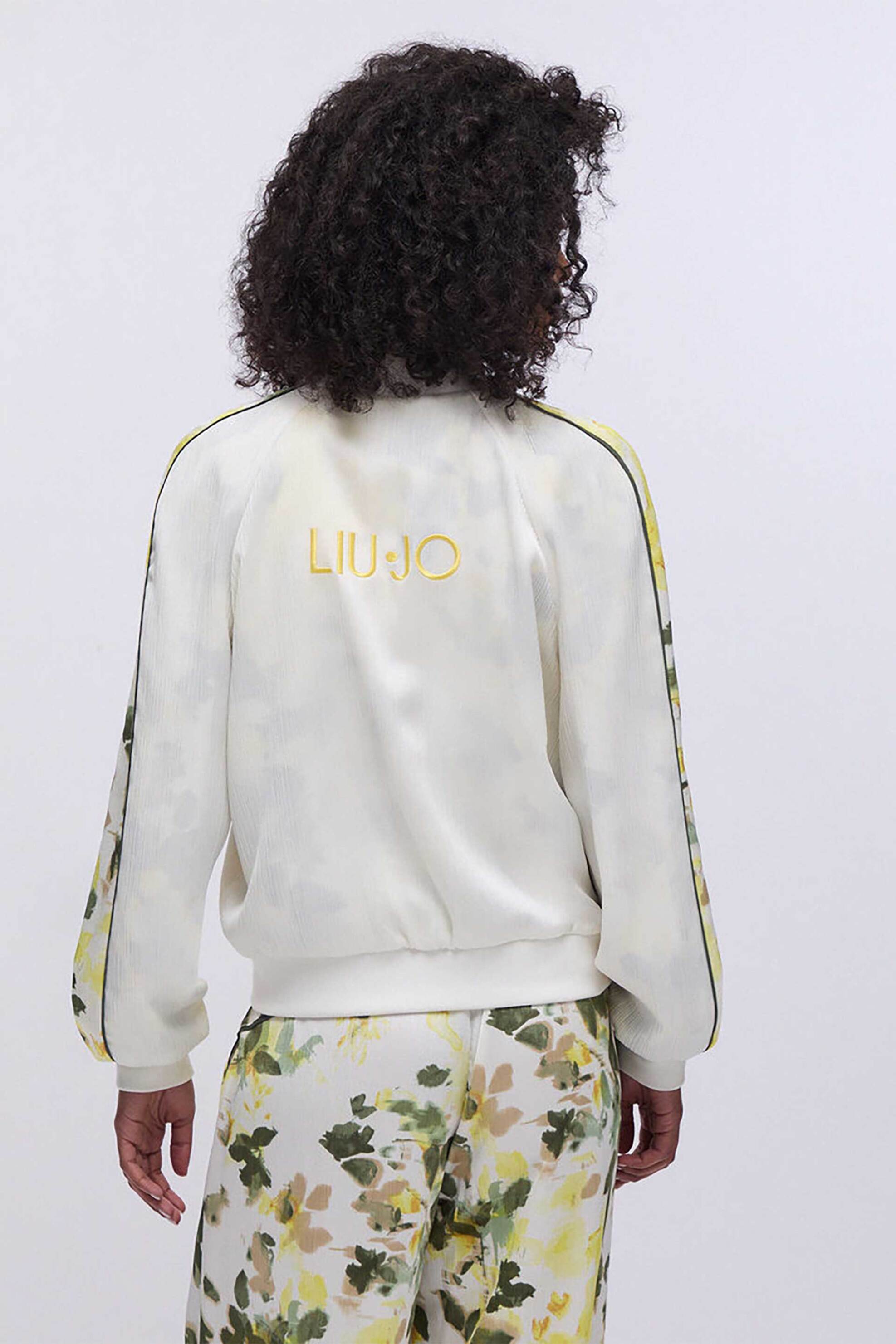 LIU JO Liu Jo γυναικείo bomber jacket με σατέν υφή Οversized - TA6256T358A Λευκό - 3