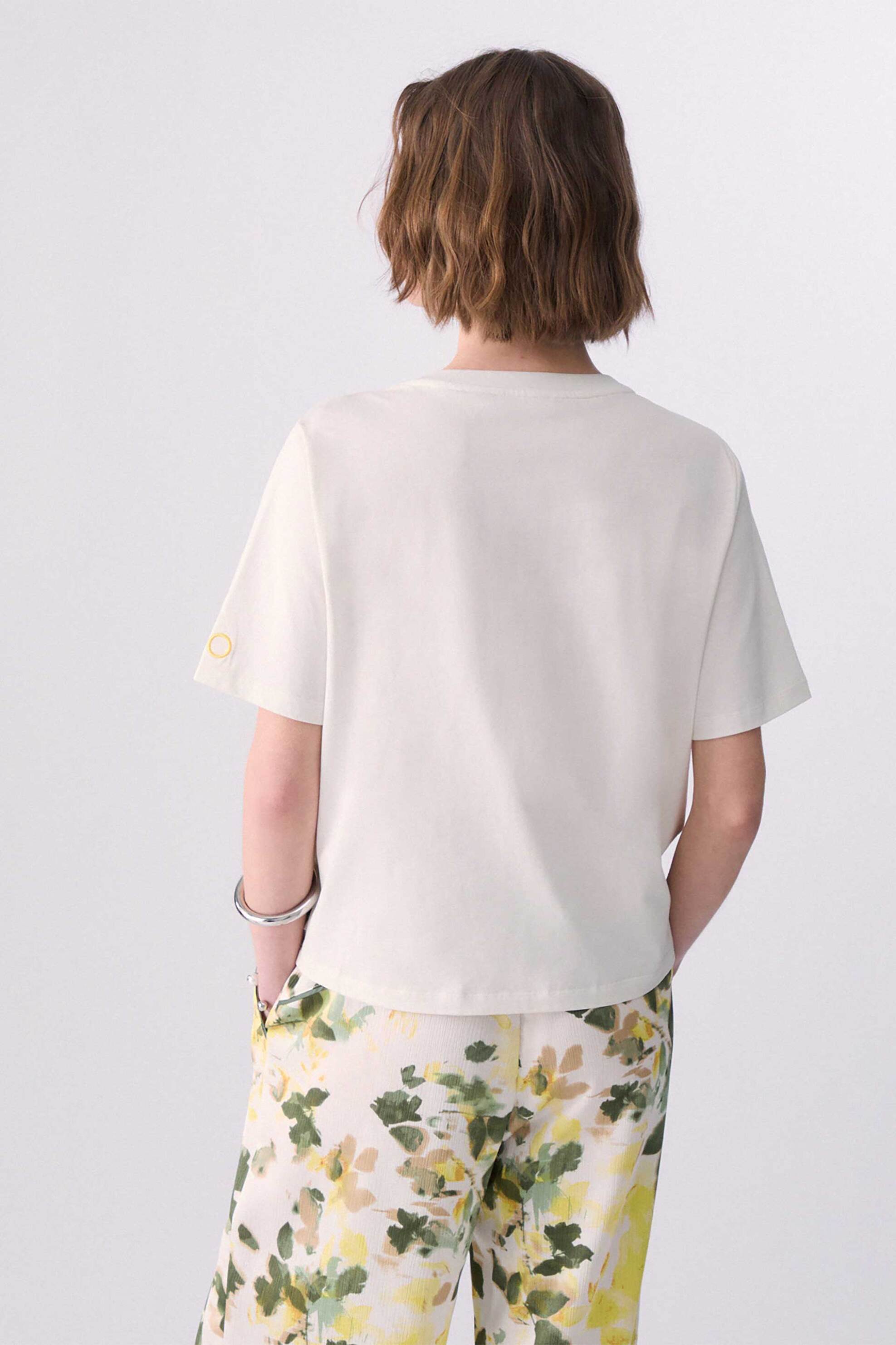 Liu Jo Γυναικείο T-Shirt με Logo Print Και Σατέν Τοπ Relaxed Fit - Ta6261Js923 Λευκό