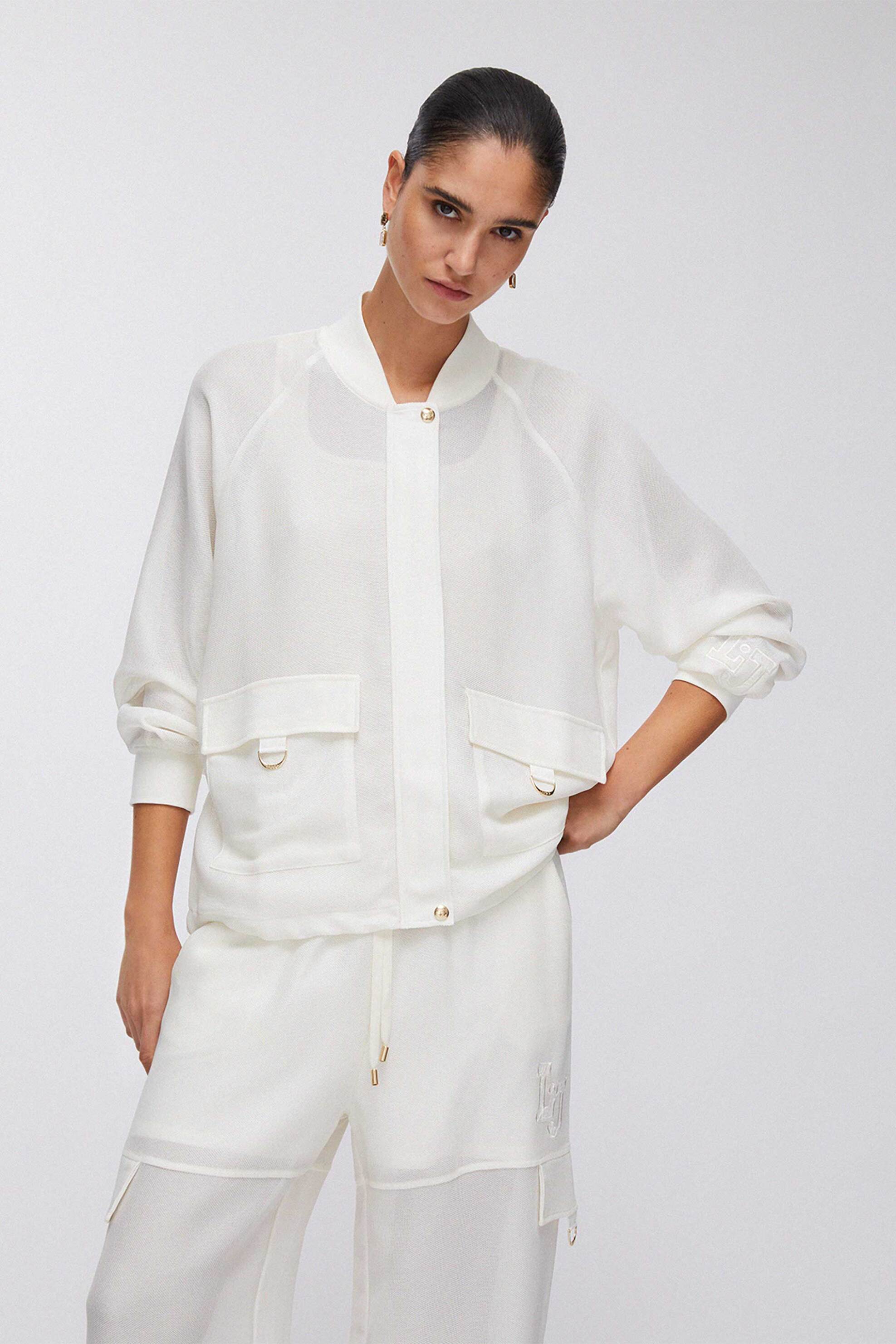 LIU JO Liu Jo γυναικείo bomber jacket Οversized - TA6230T290A Λευκό
