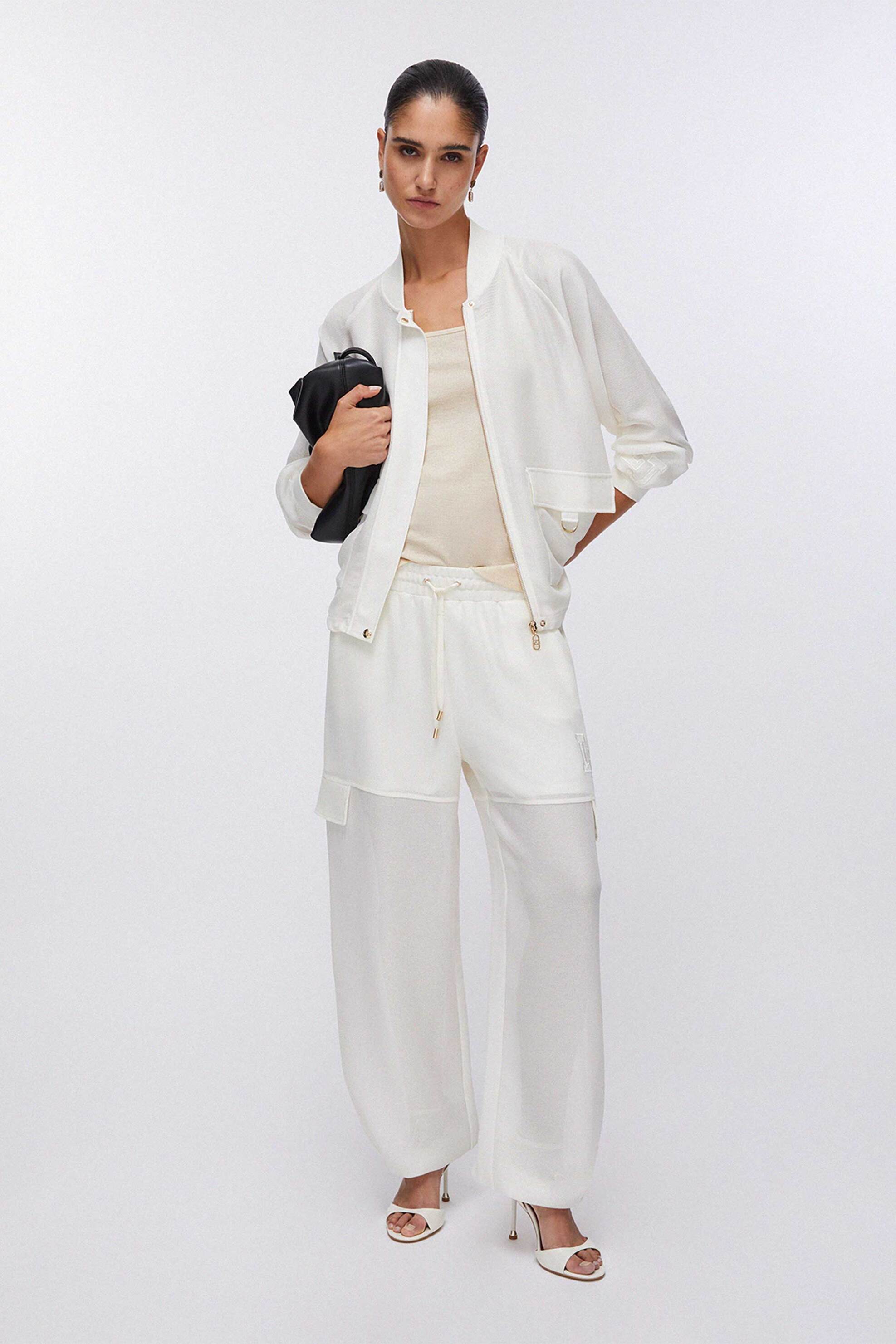 LIU JO Liu Jo γυναικείo bomber jacket Οversized - TA6230T290A Λευκό - 3
