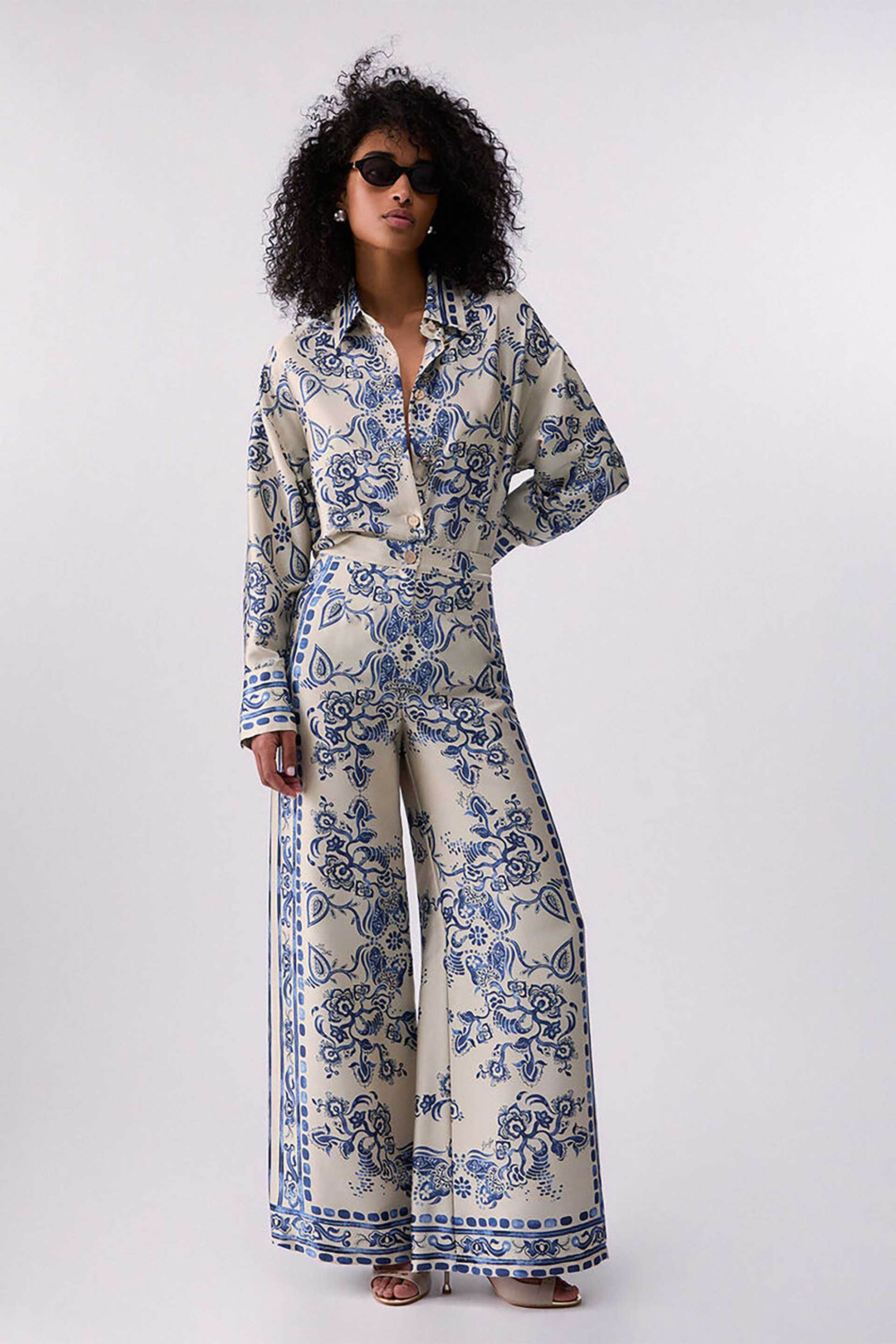 LIU JO Liu Jo γυναικείο πουκάμισο με all-over print Oversized Fit - CA6229TS555 Εκρού - 2