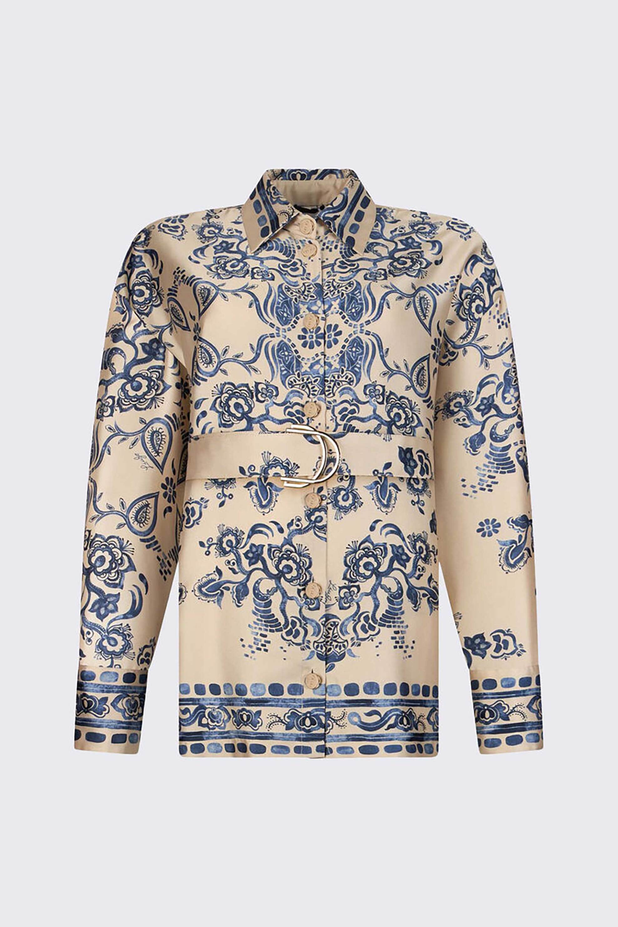 Liu Jo Γυναικείο Πουκάμισο με All-Over Print Oversized Fit - Ca6229Ts555 Εκρού