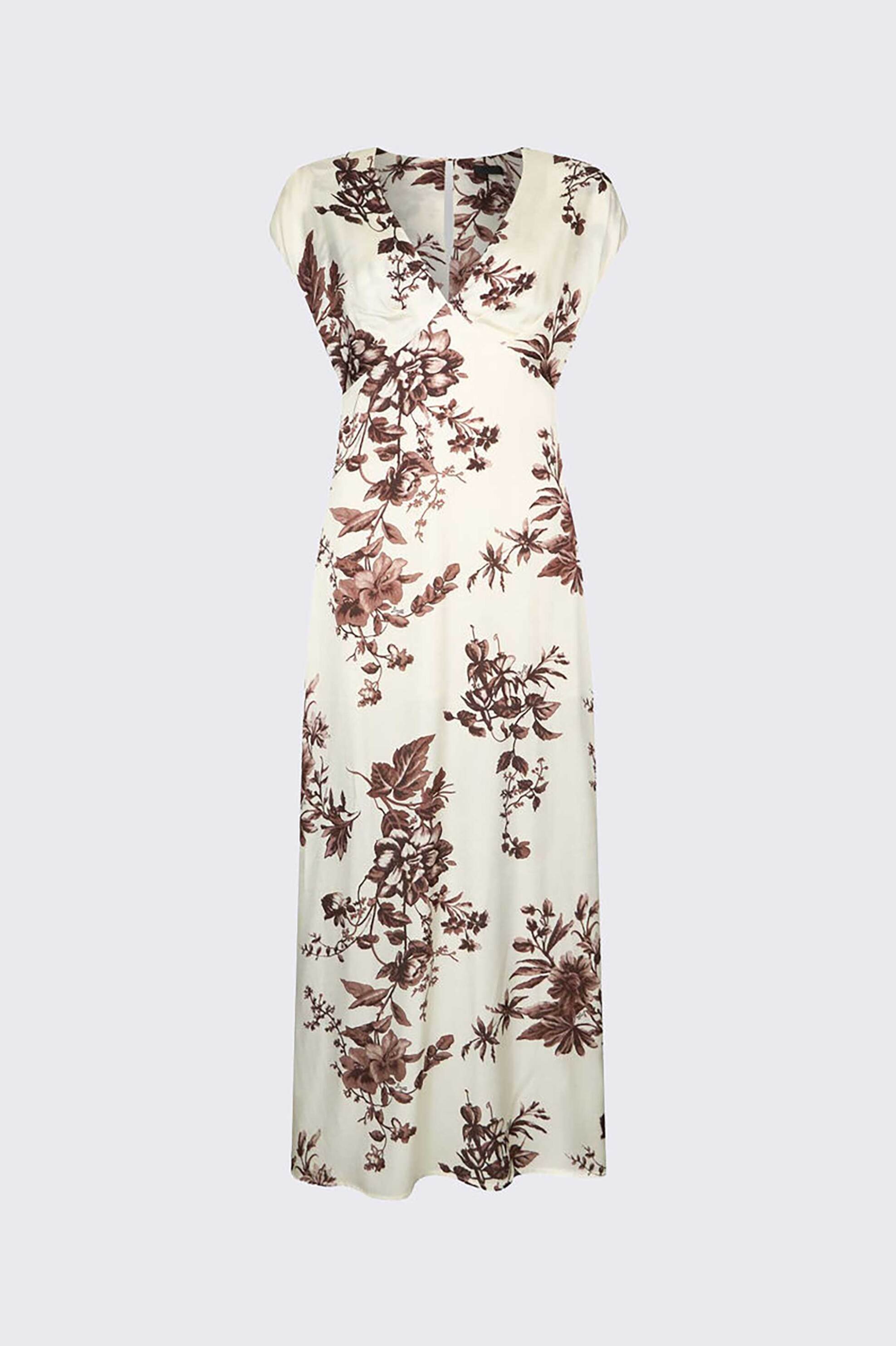Liu Jo Γυναικείο Midi Φόρεμα με Floral Print Και Σατέν Υφή - Ca6298Ts061 Καφέ