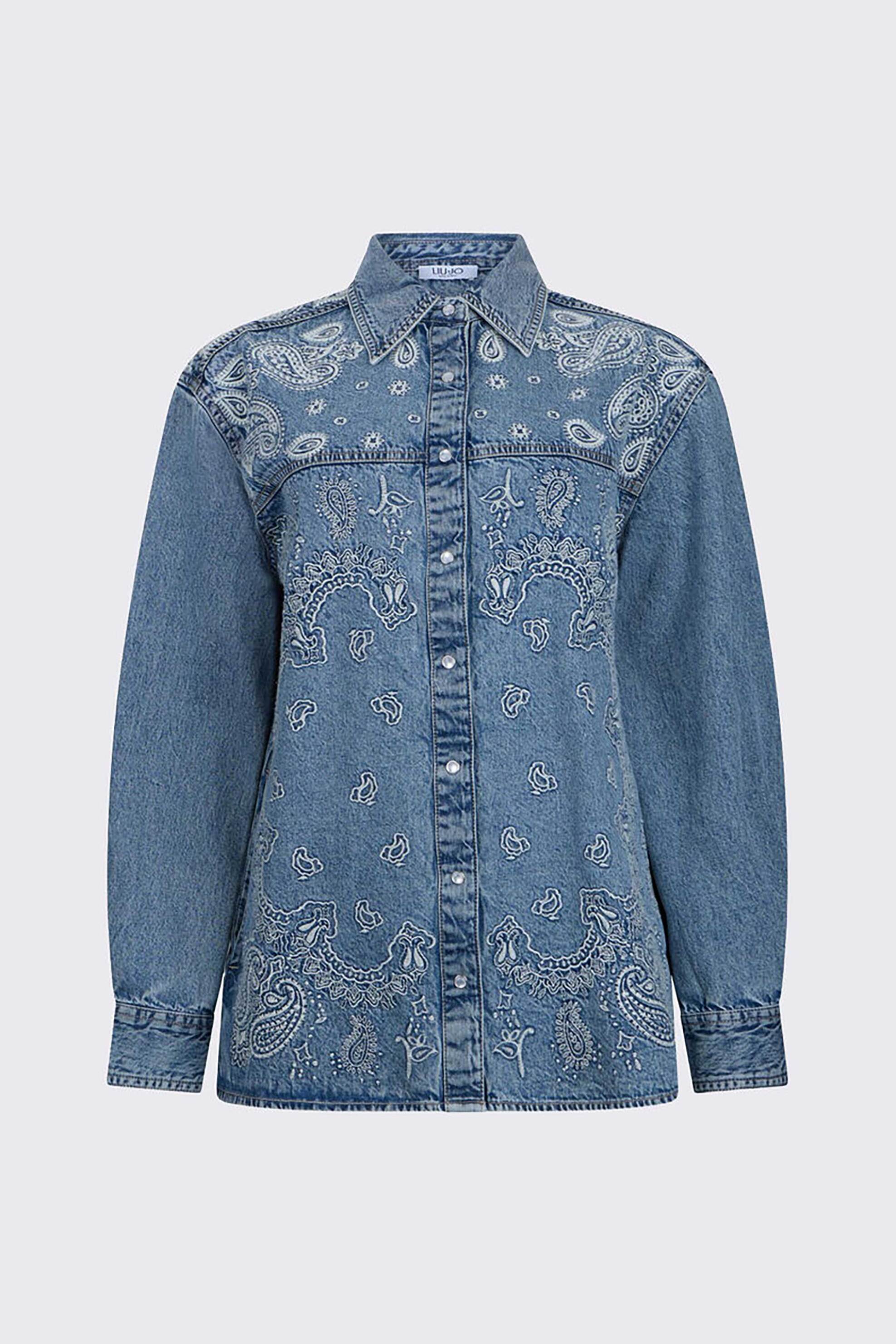Liu Jo Γυναικείο Denim Πουκάμισο με Στρας Regular Fit - Ua6145D0313 Blue