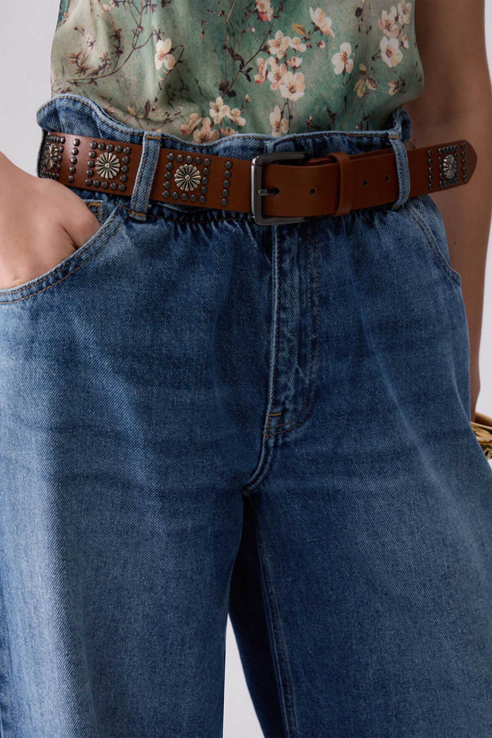 Liu Jo γυναικείo τζιν παντελόνι flare με ζώνη - UF6186D0370 Denim Blue