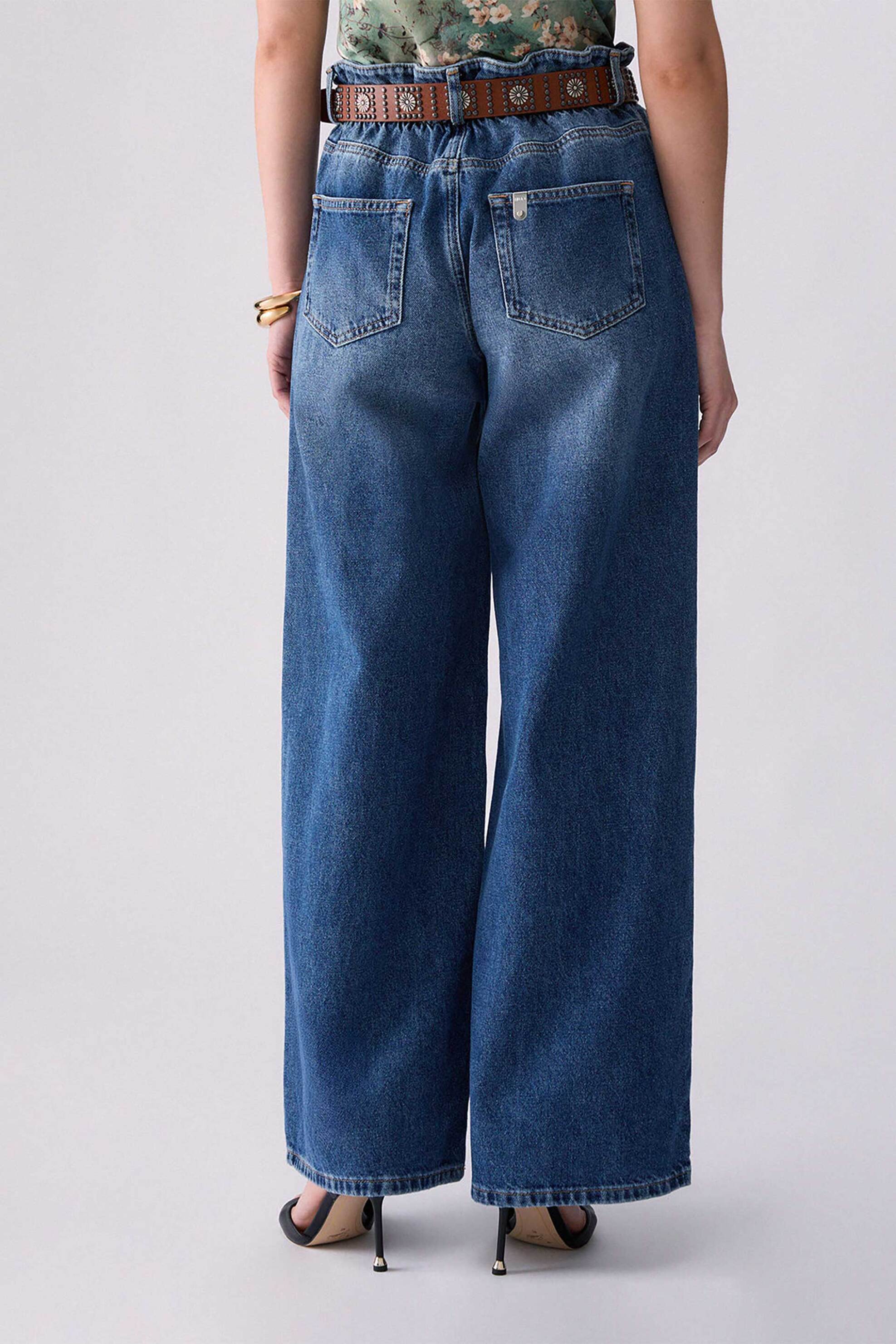 Liu Jo Γυναικείo Τζιν Παντελόνι Flare με Ζώνη - Uf6186D0370 Denim Blue