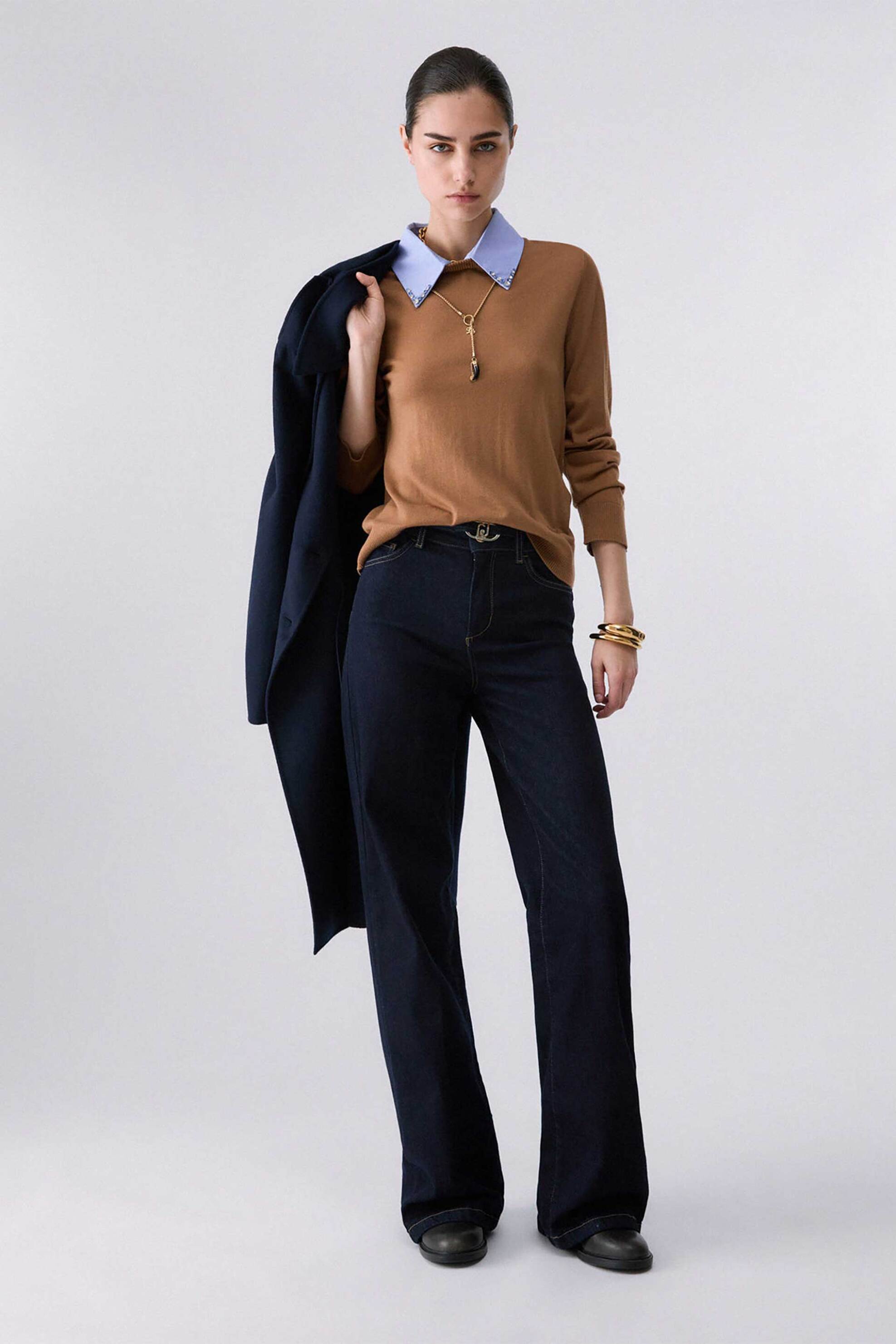 LIU JO Liu Jo γυναικείo τζιν παντελόνι flare με ζώνη - UF6088D0264 Denim Blue Σκούρο