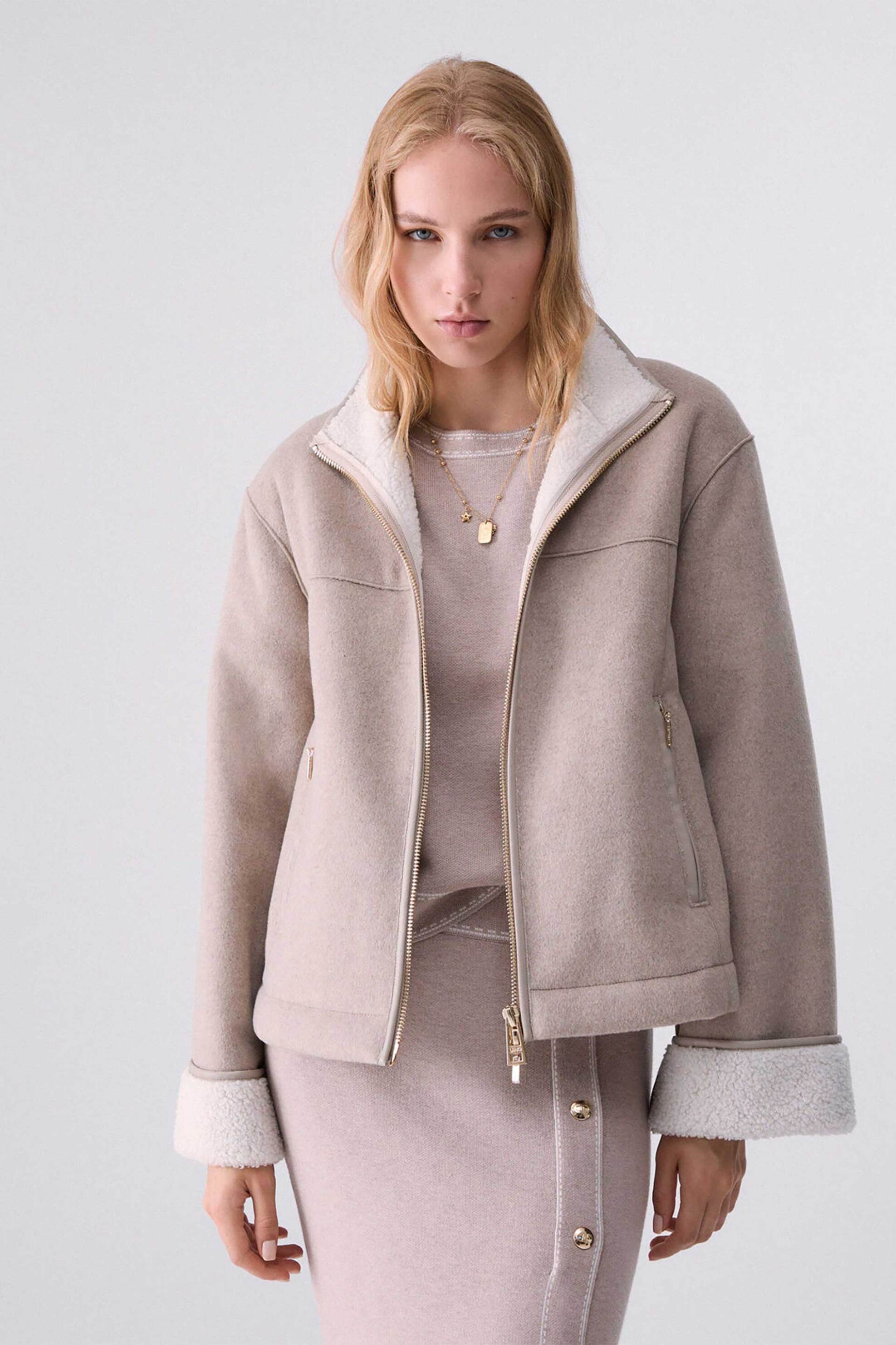 Liu Jo γυναικείο jacket με faux γούνα - TF6113T772A Μπεζ