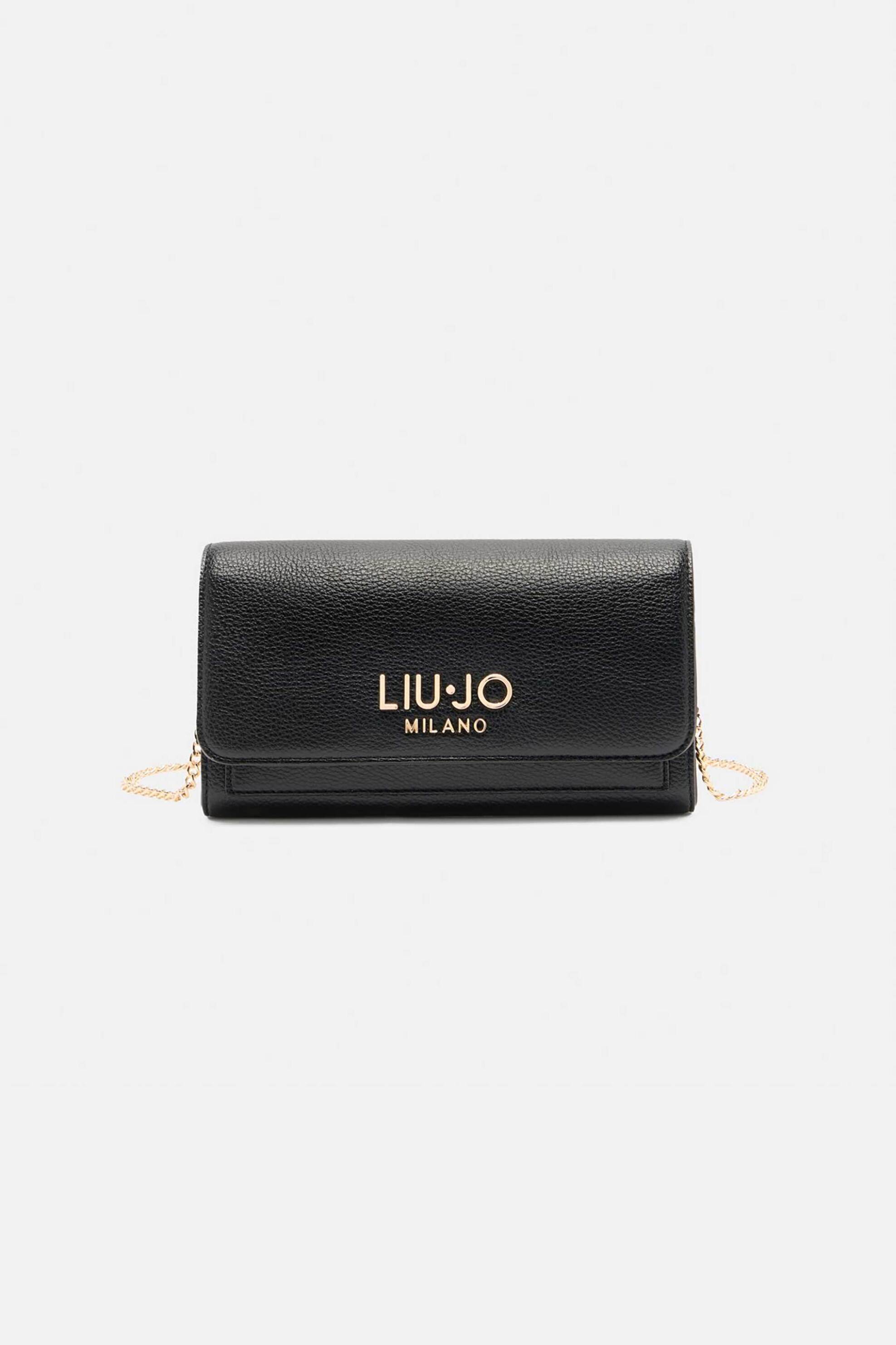 Liu Jo γυναικείo mini bag με μεταλλικό λογότυπο και αλυσίδα - AF5191E0058 Μαύρο