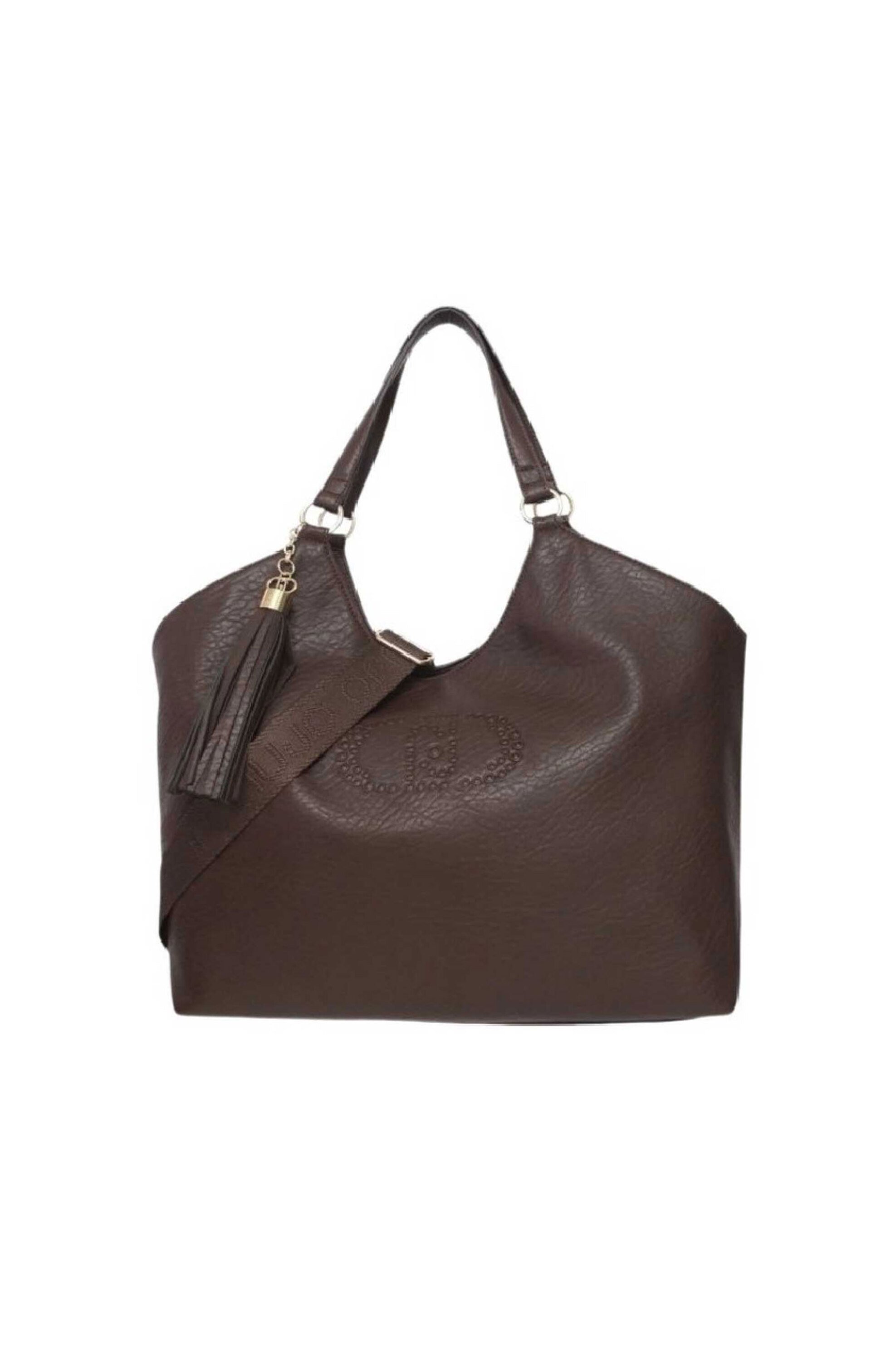 Liu Jo γυναικεία τσάντα ώμου με ανάγλυφο λογότυπο - AF5120E0161 Καφέ