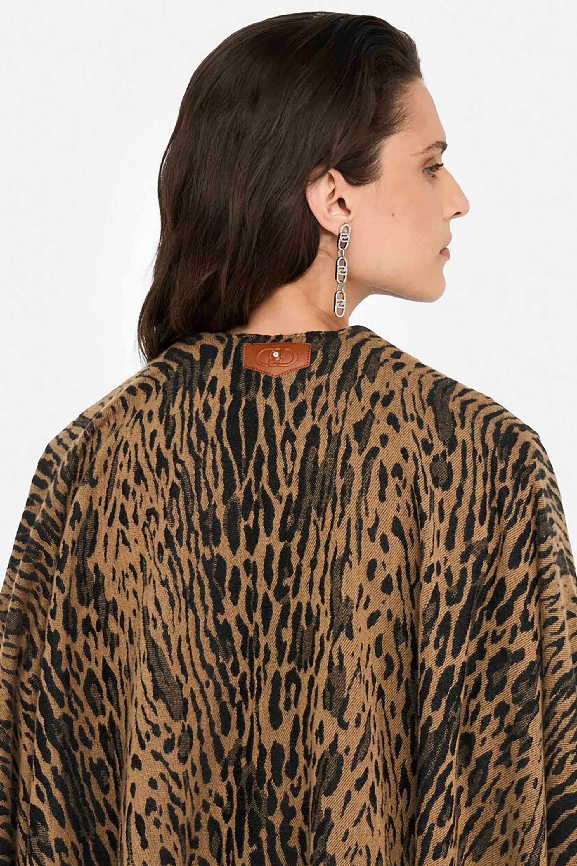 Liu Jo γυναικείο poncho με animal print - 2F5032T0300 Ταμπά φωτογραφία