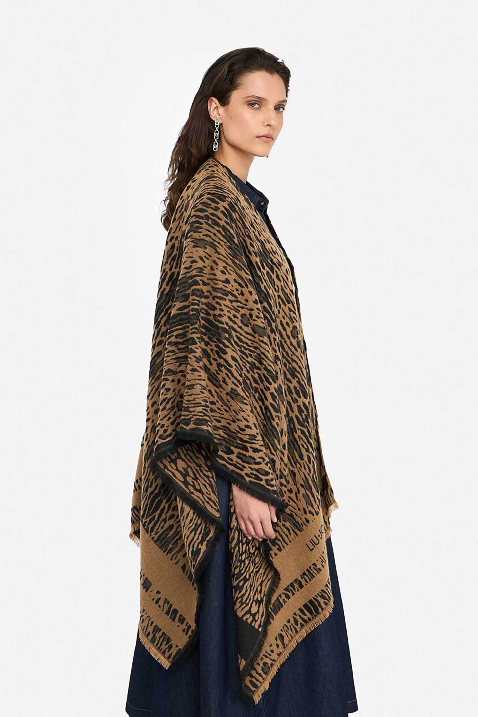 Liu Jo γυναικείο poncho με animal print - 2F5032T0300 Ταμπά φωτογραφία