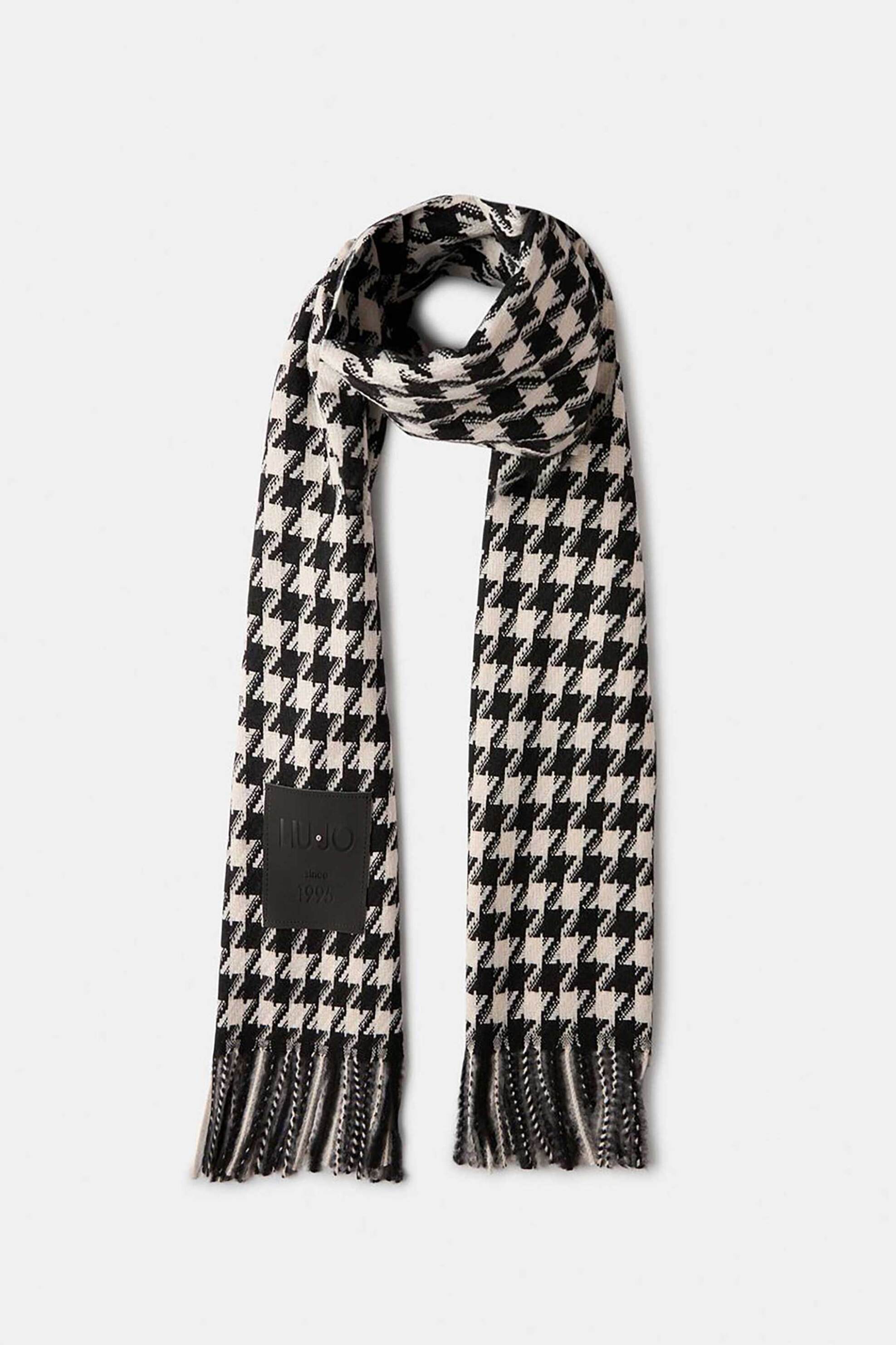 LIU JO Liu Jo γυναικείο κασκόλ με pie de coq print - 2F5041T0300 Ασπρόμαυρο