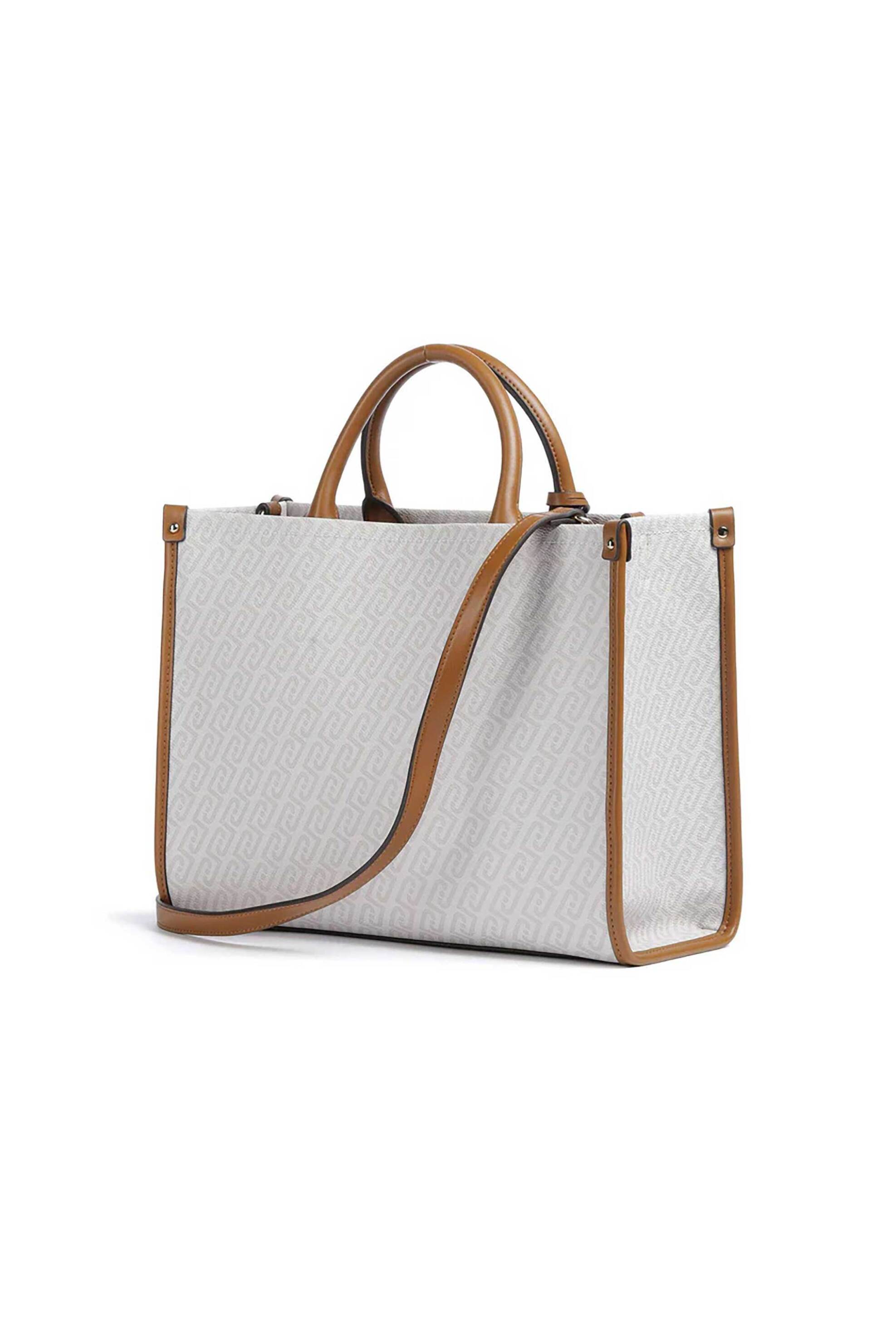 Liu Jo γυναικεία τσάντα tote με λογότυπο και all-over logo print - AA6206E1092 Μπεζ