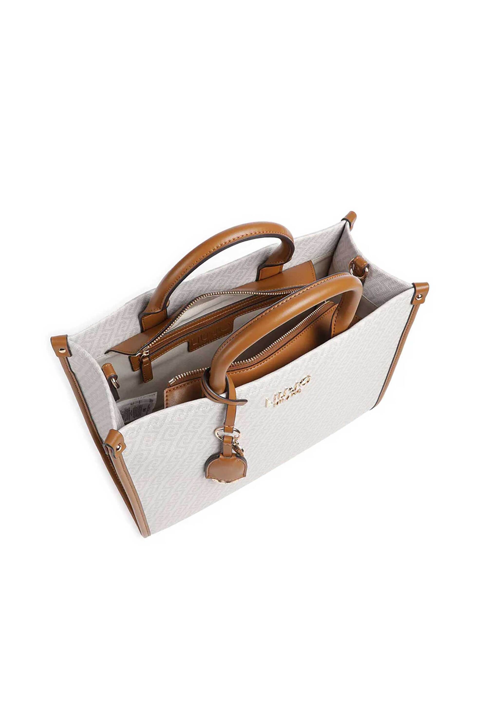 Liu Jo Γυναικεία Τσάντα Tote με Λογότυπο Και All-Over Logo Print - Aa6206E1092 Μπεζ