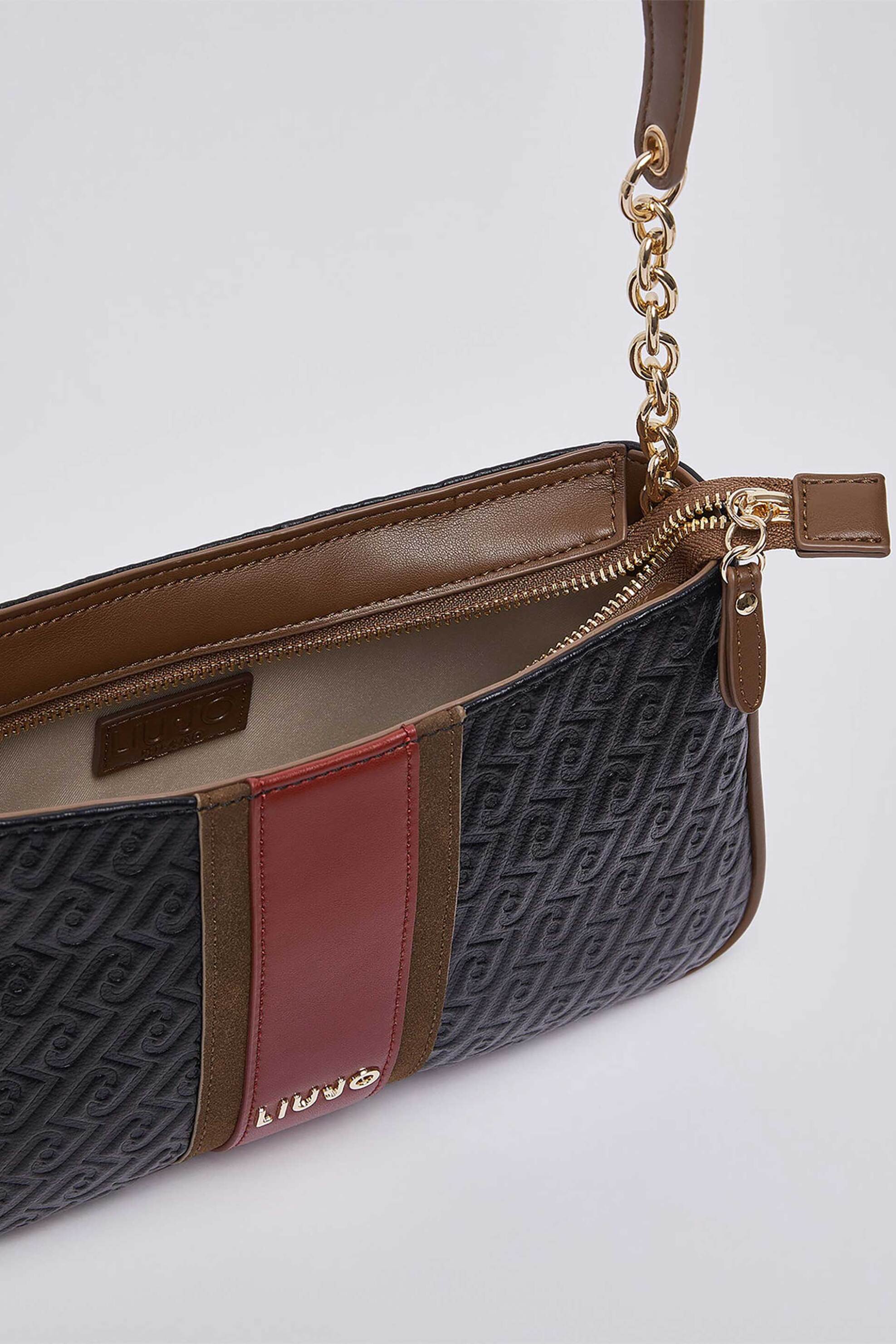 Liu Jo Γυναικεία Τσάντα Crossbody με All-Over Logo - Af6112E1141 Μαύρο