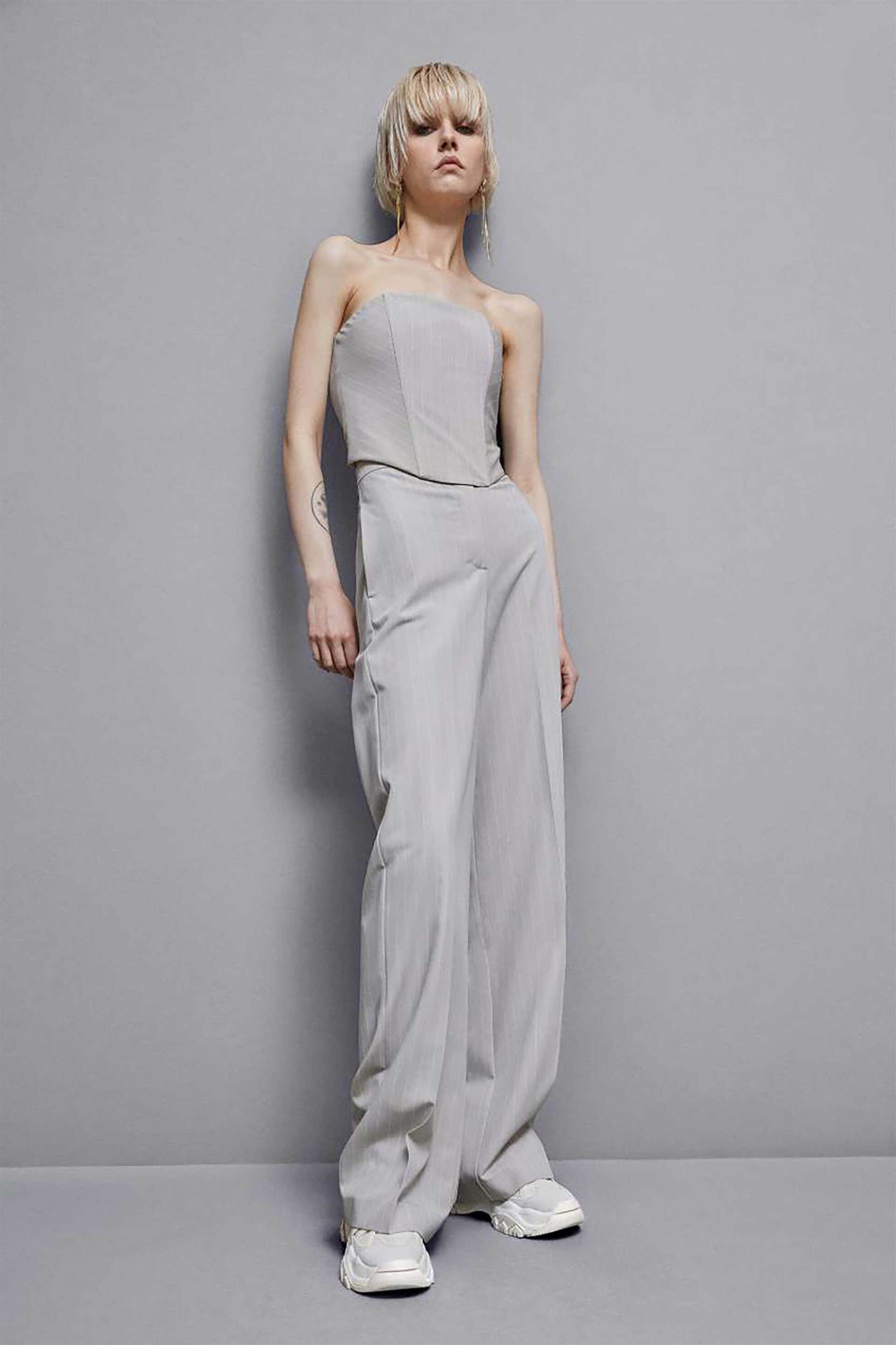 Patrizia Pepe γυναικείο τοπ με ριγέ σχέδιο - 8C0729A457 Γκρι φωτογραφία