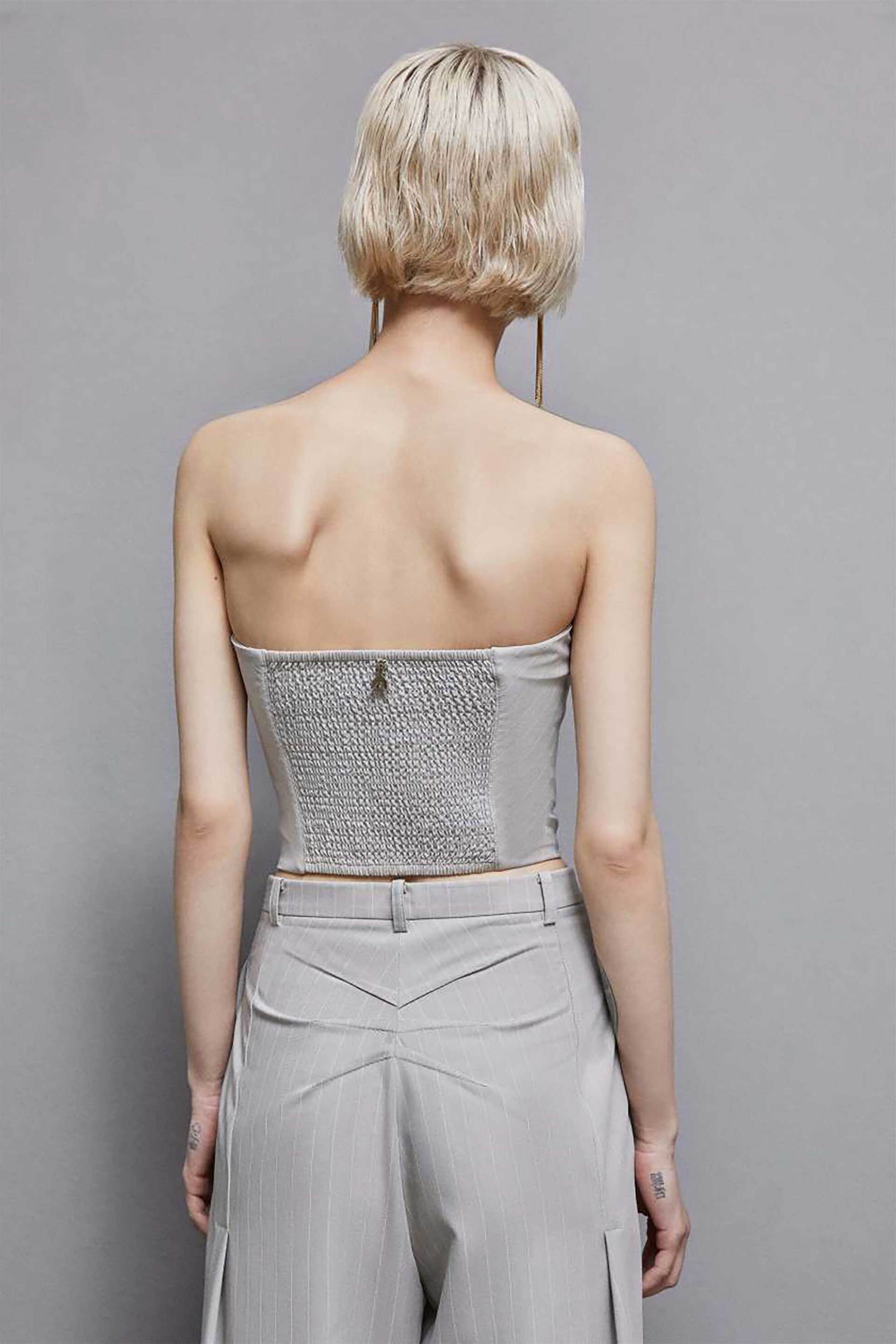 Patrizia Pepe γυναικείο τοπ με ριγέ σχέδιο - 8C0729A457 Γκρι φωτογραφία