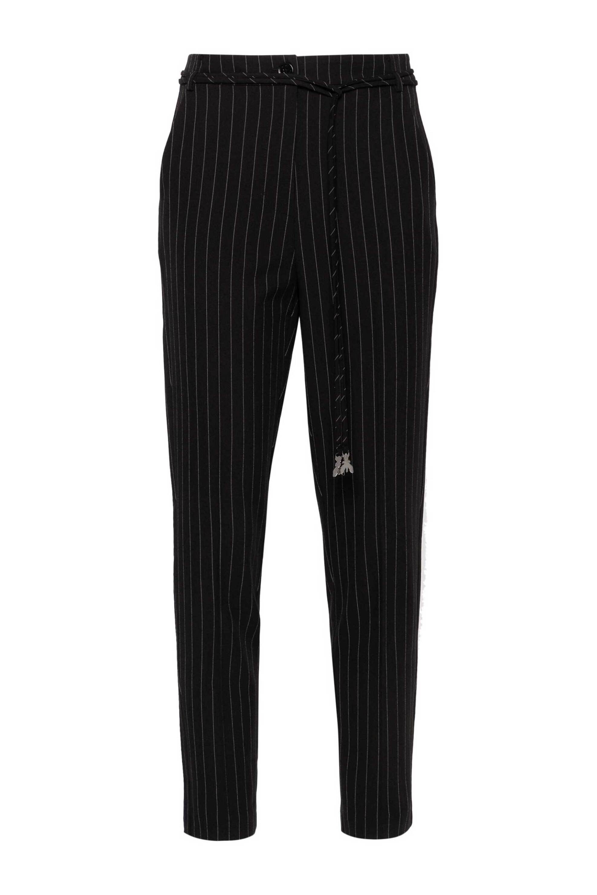 Patrizia Pepe γυναικείο παντελόνι με ριγέ σχέδιο και μεταλλικό λογότυπο Slim Fit - 8P0614A457 Μαύρο φωτογραφία