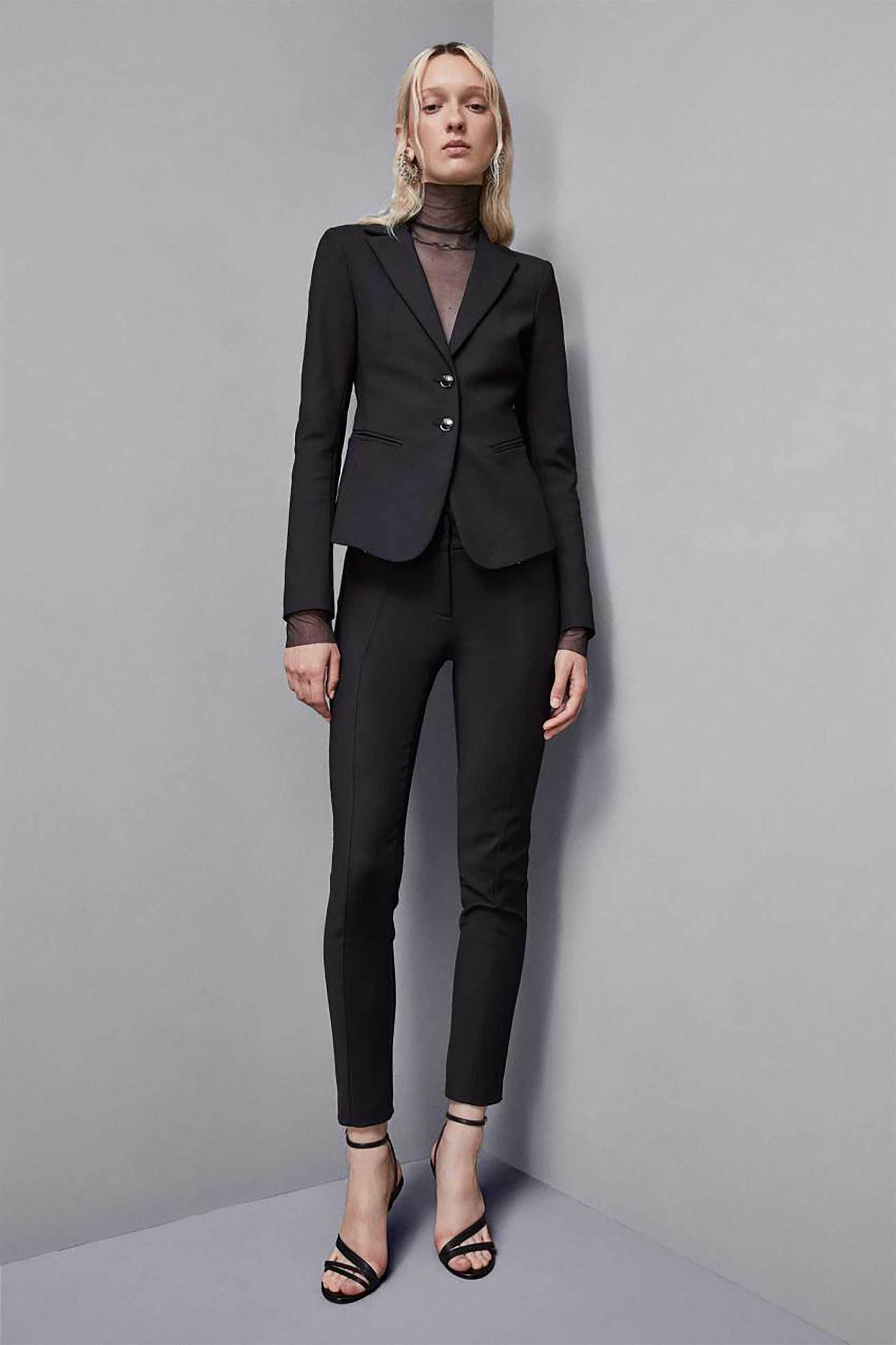 Patrizia Pepe γυναικείο σακάκι μονόχρωμο Slim Fit - CSA112AQ39 Μαύρο φωτογραφία