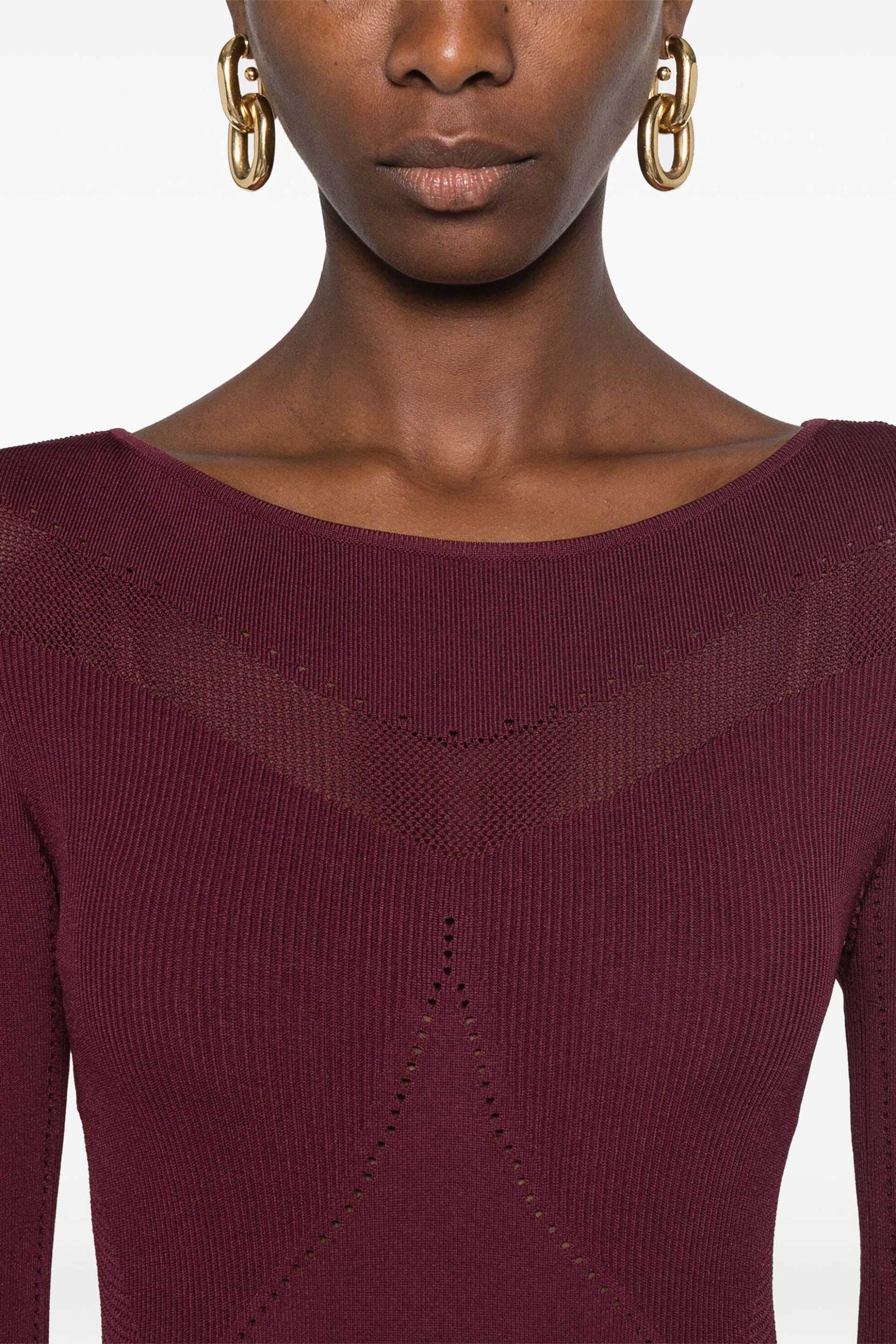 Patrizia Pepe γυναικείο midi φόρεμα πλεκτό με λεπτομέρειες στην πλέξη - 8A1348K195 Μοβ Σκούρο φωτογραφία