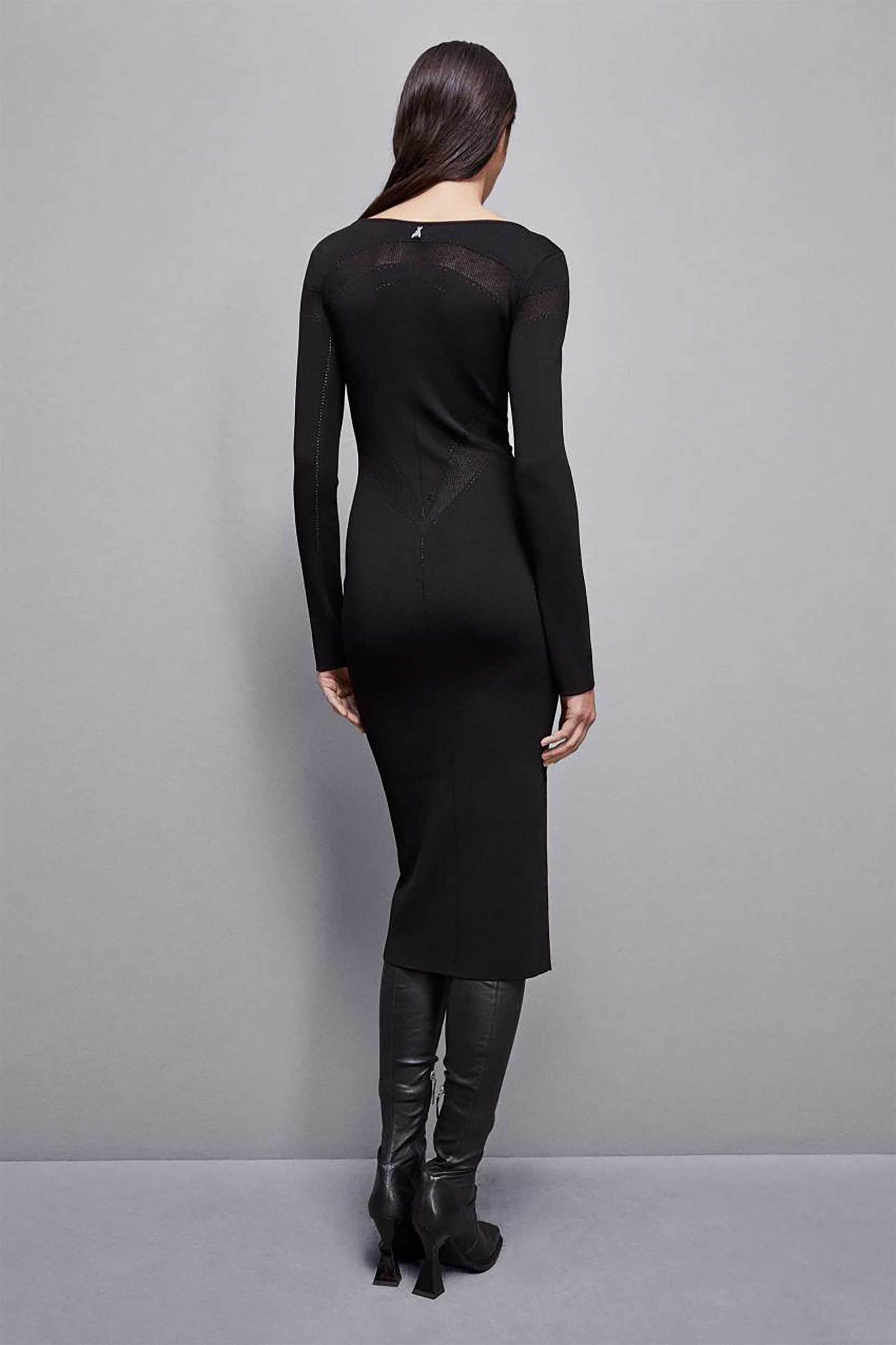 Patrizia Pepe γυναικείο midi φόρεμα πλεκτό με λεπτομέρειες στην πλέξη - 8A1348K195 Μαύρο φωτογραφία