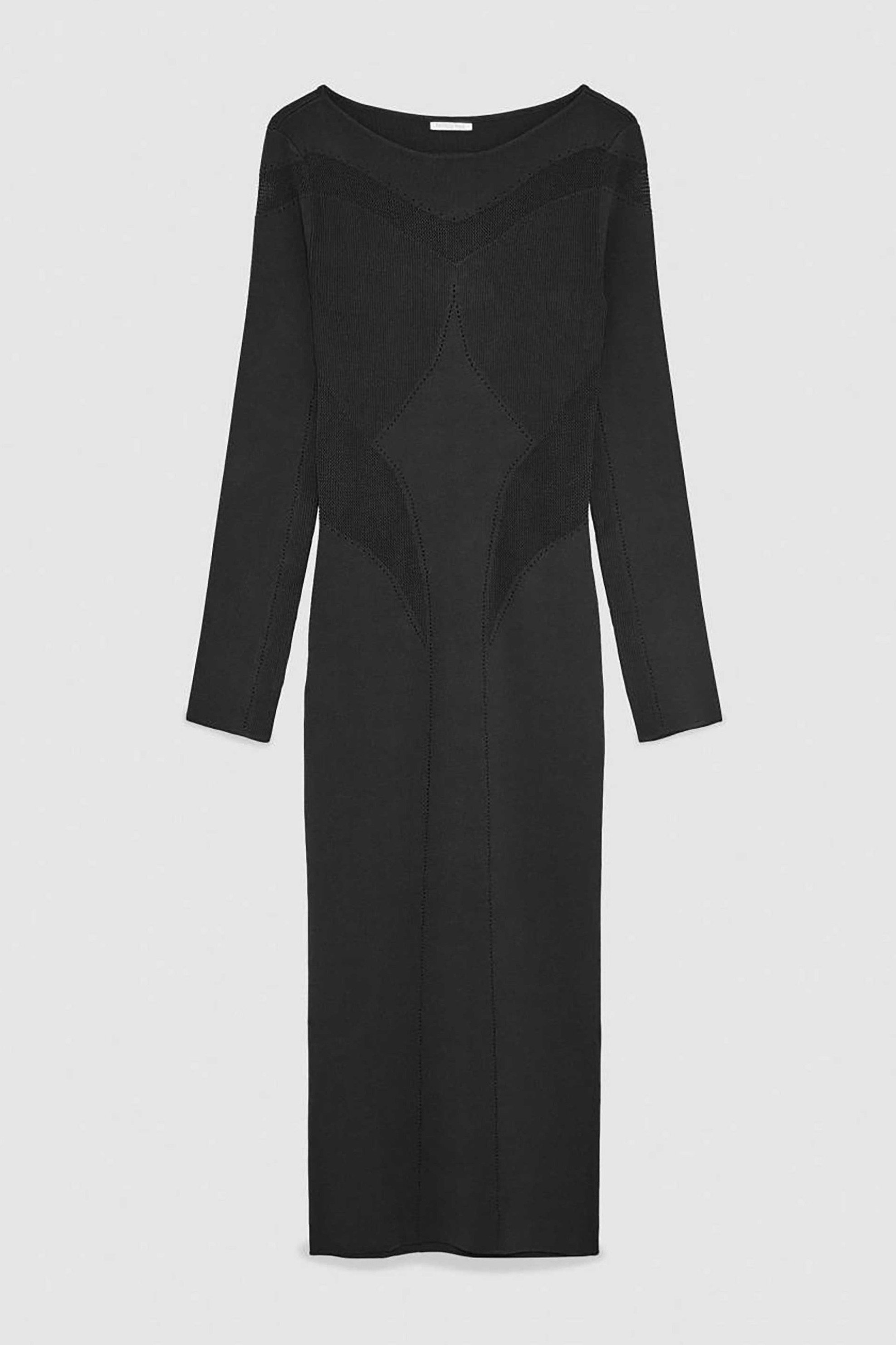 Patrizia Pepe γυναικείο midi φόρεμα πλεκτό με λεπτομέρειες στην πλέξη - 8A1348K195 Μαύρο φωτογραφία