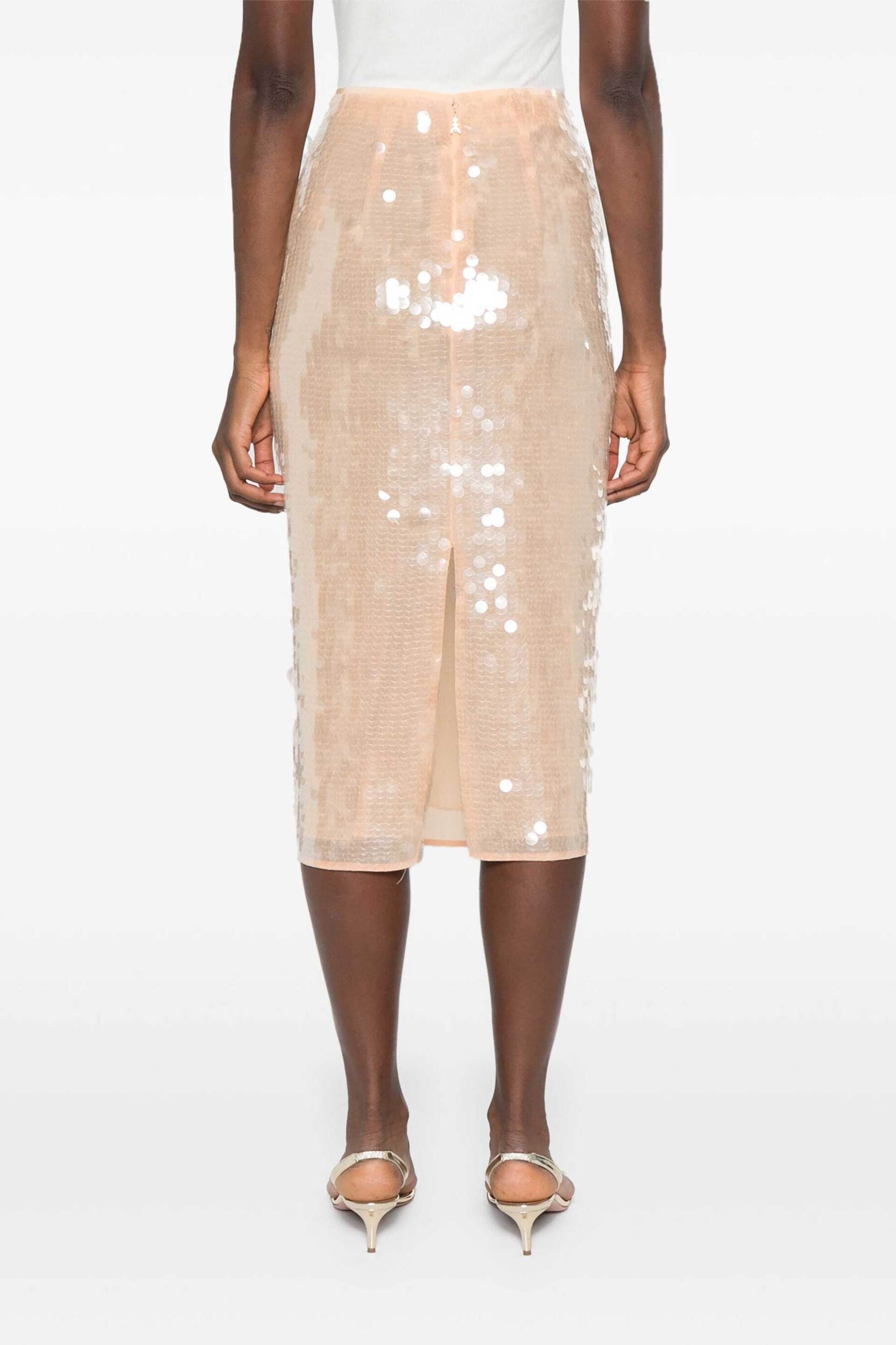 Patrizia Pepe γυναικεία midi φούστα pencil με παγίετα - 8G0413A455 Ροζ Ανοιχτό φωτογραφία