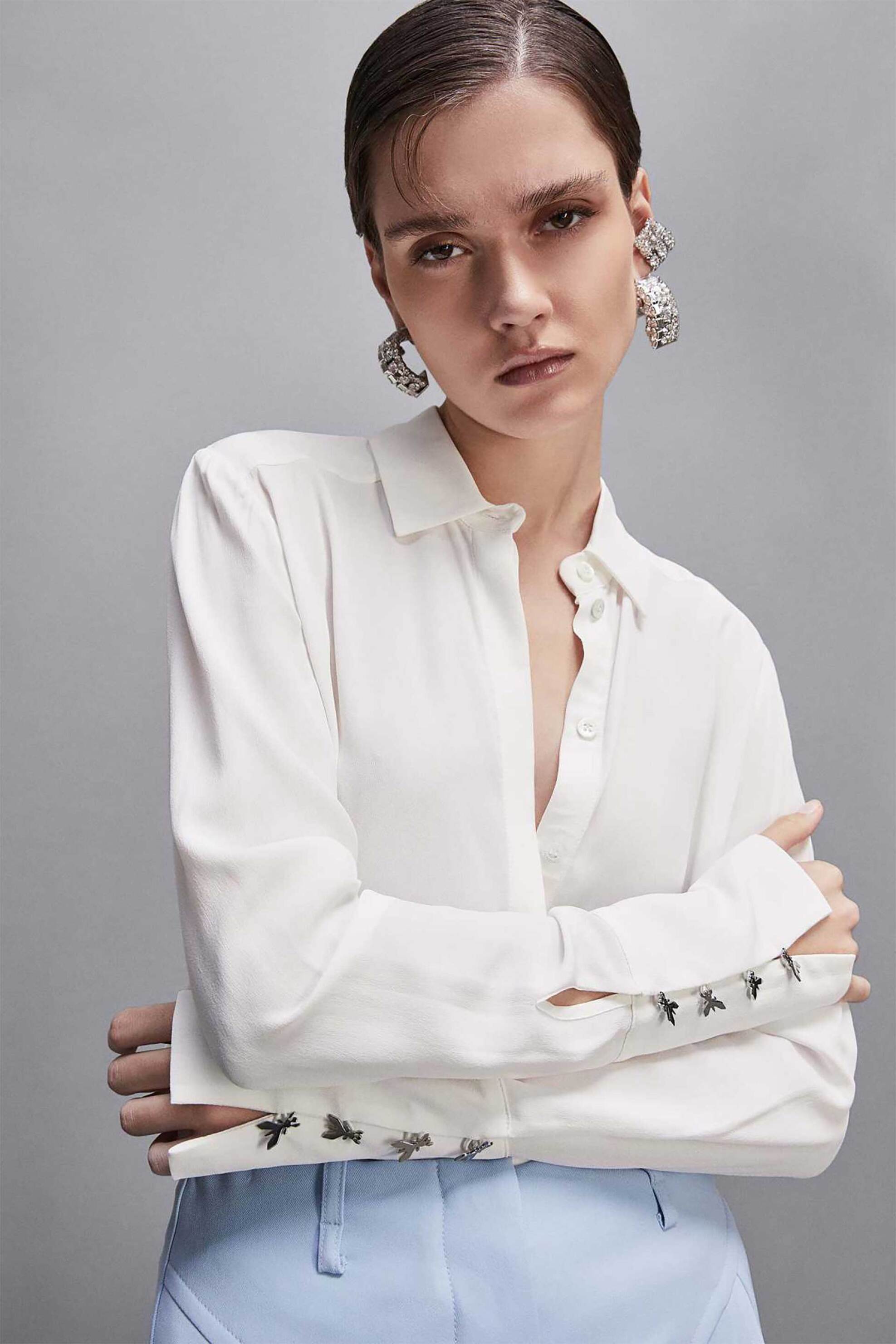 Patrizia Pepe γυναικείο πουκάμισο μονόχρωμο Regular Fit "Essential" - 8C0761A8I1 Λευκό φωτογραφία
