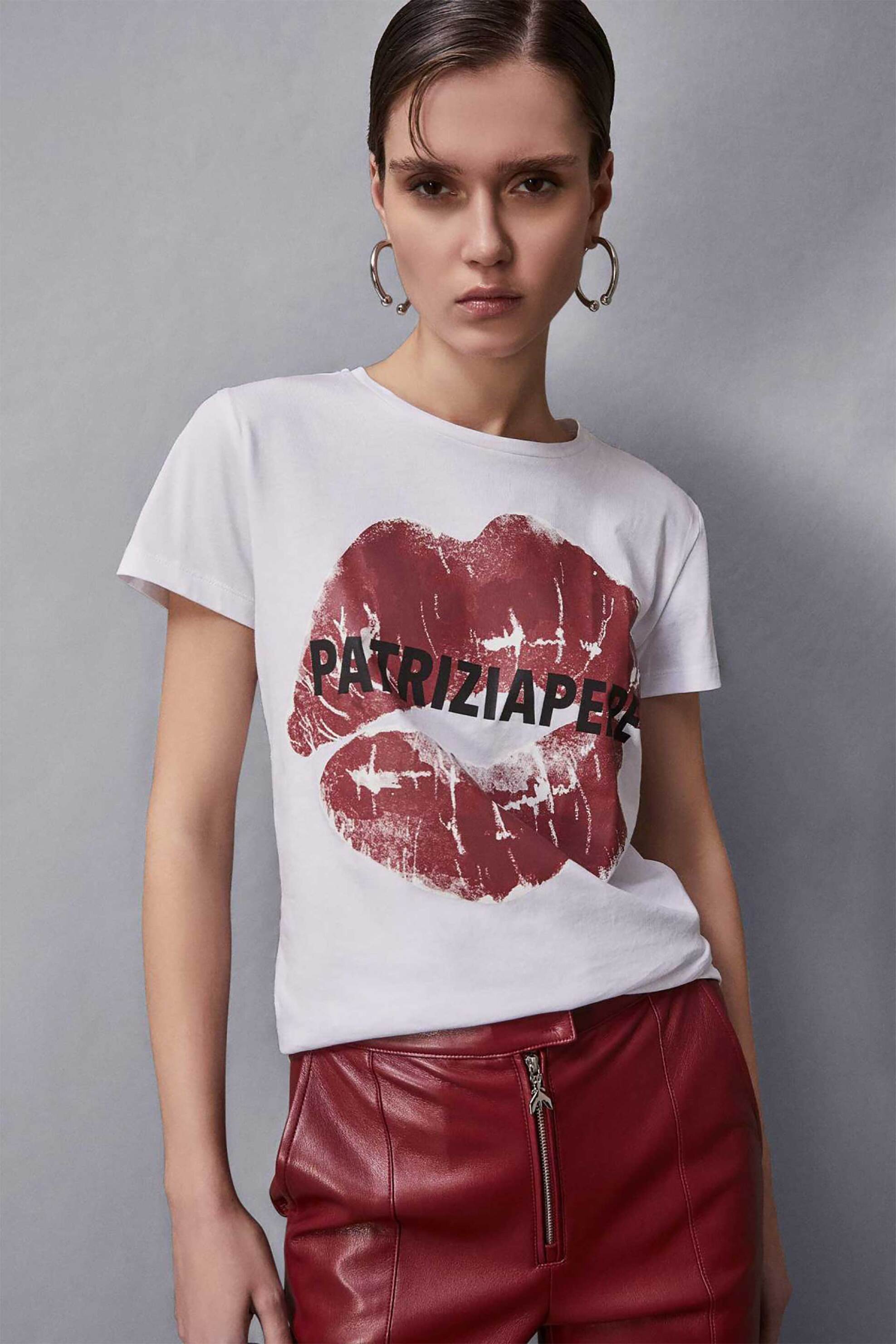 Patrizia Pepe γυναικείο T-shirt με print - 8M1691J256 Λευκό 2025