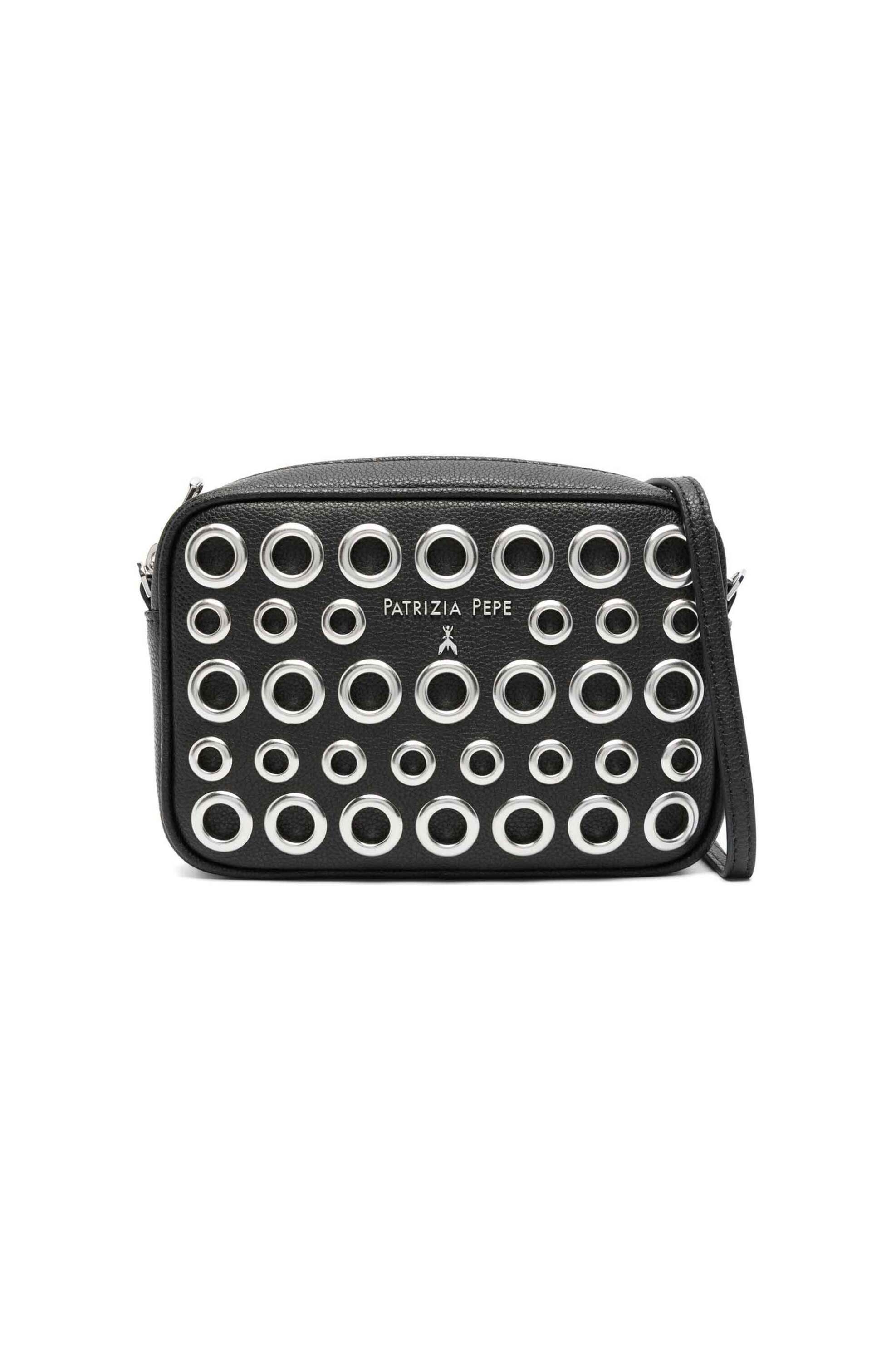 Patrizia Pepe γυναικεία τσάντα crossbody με μεταλλικό σχέδιο και λογότυπο - 8B0071L084 Μαύρο
