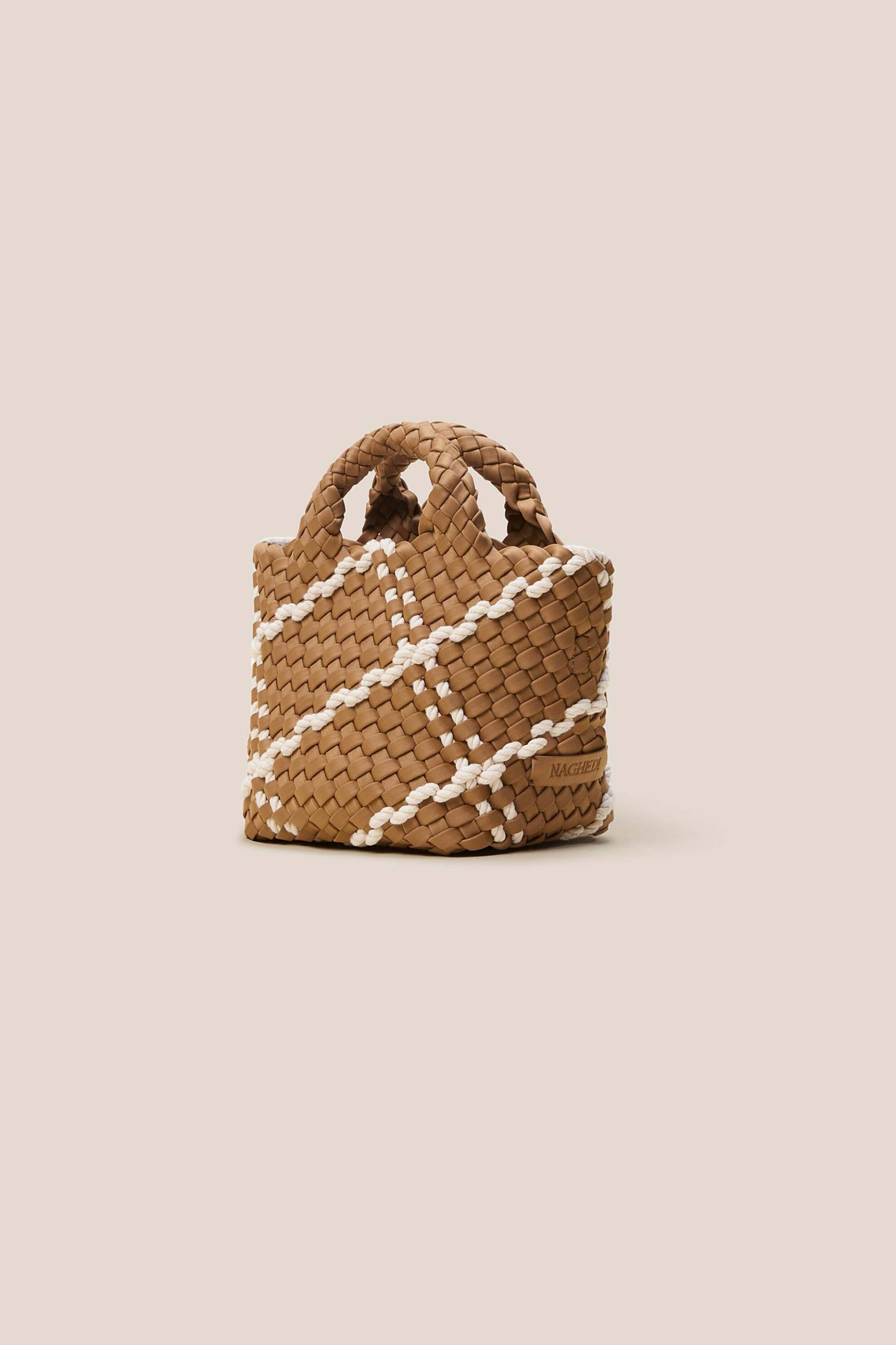 Naghedi γυναικεία τσάντα tote με πλεκτό σχέδιο "St. Barths Petit Rope" - NSN03011PN Καφέ Ανοιχτό φωτογραφία
