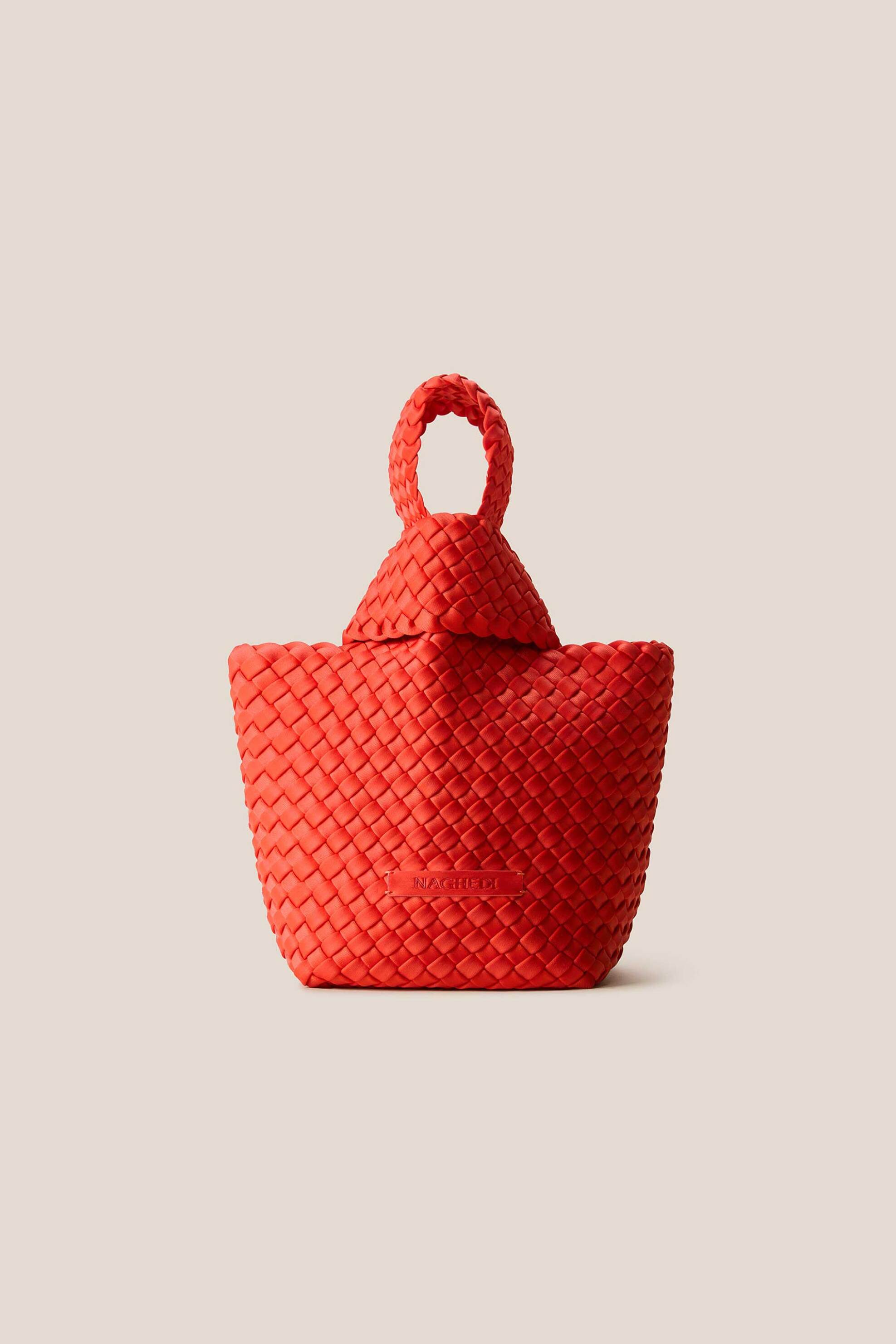 NAGHEDI Naghedi γυναικείο mini bag με πλεκτό σχέδιο "Kyoto" - NSN08040LD Κοραλί
