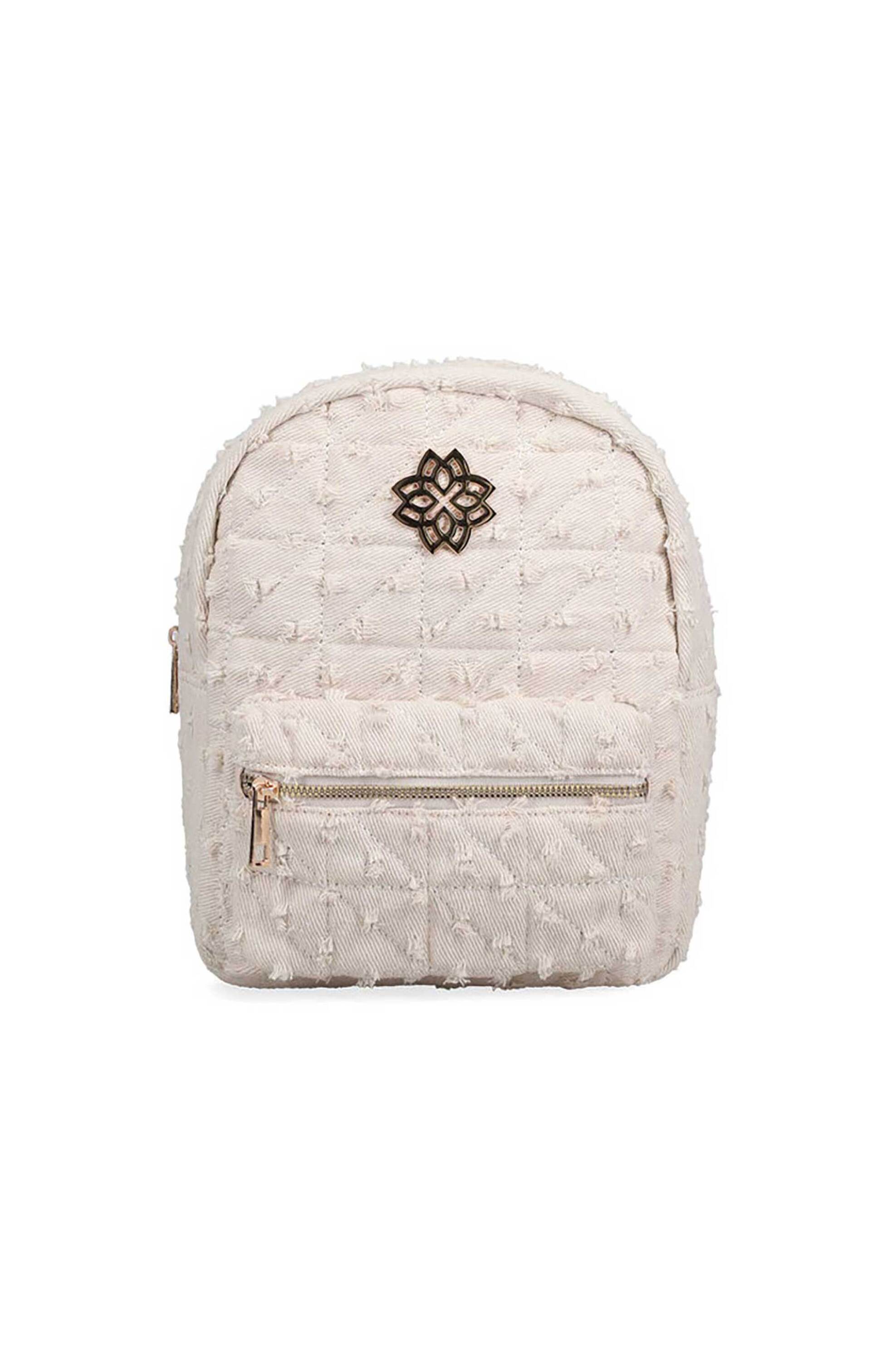 MIGATO Migato γυναικείο backpack μονόχρωμο με μεταλλικό λογότυπο - 200008759 Λευκό