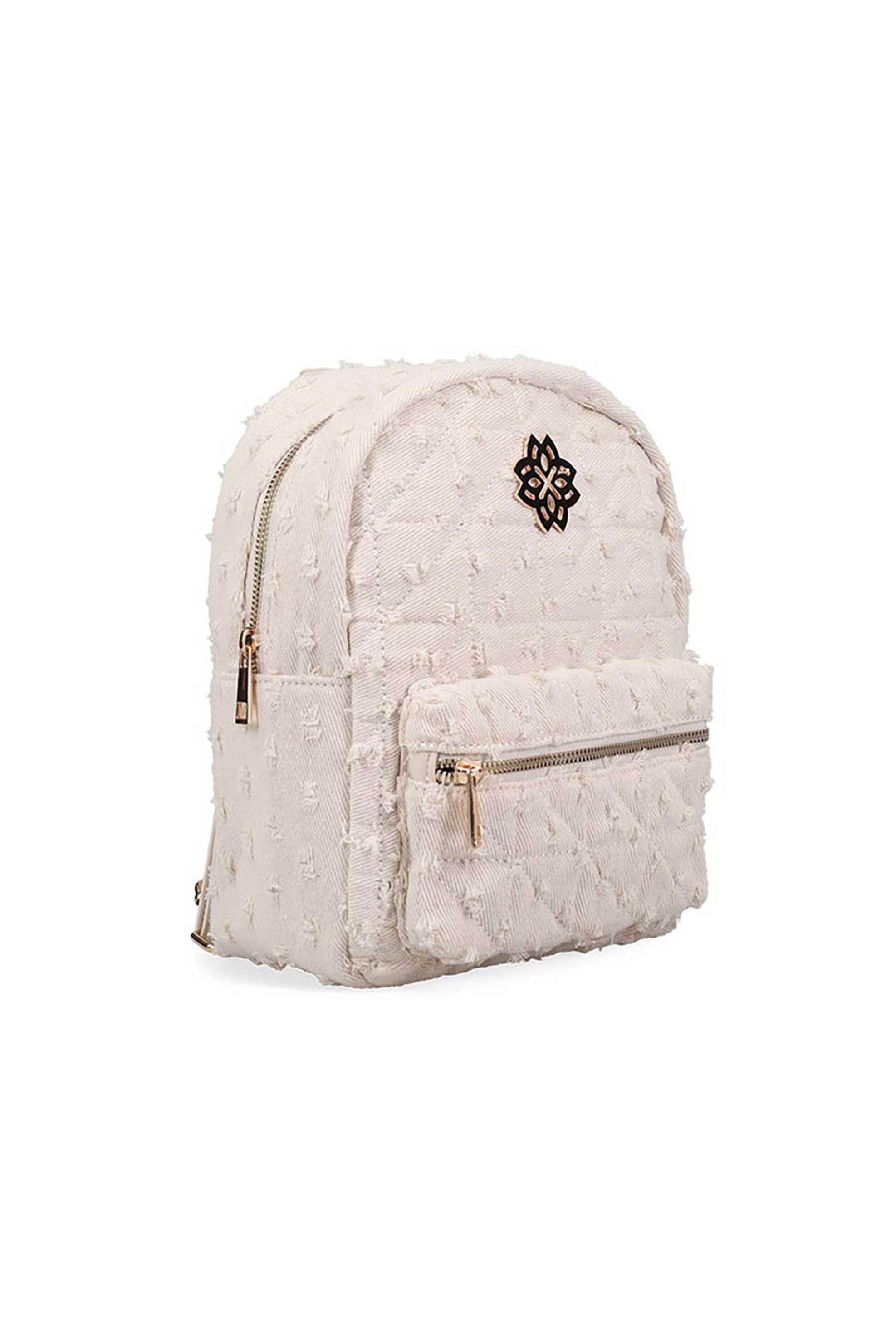 Migato γυναικείο backpack μονόχρωμο με μεταλλικό λογότυπο - 200008759 Λευκό φωτογραφία