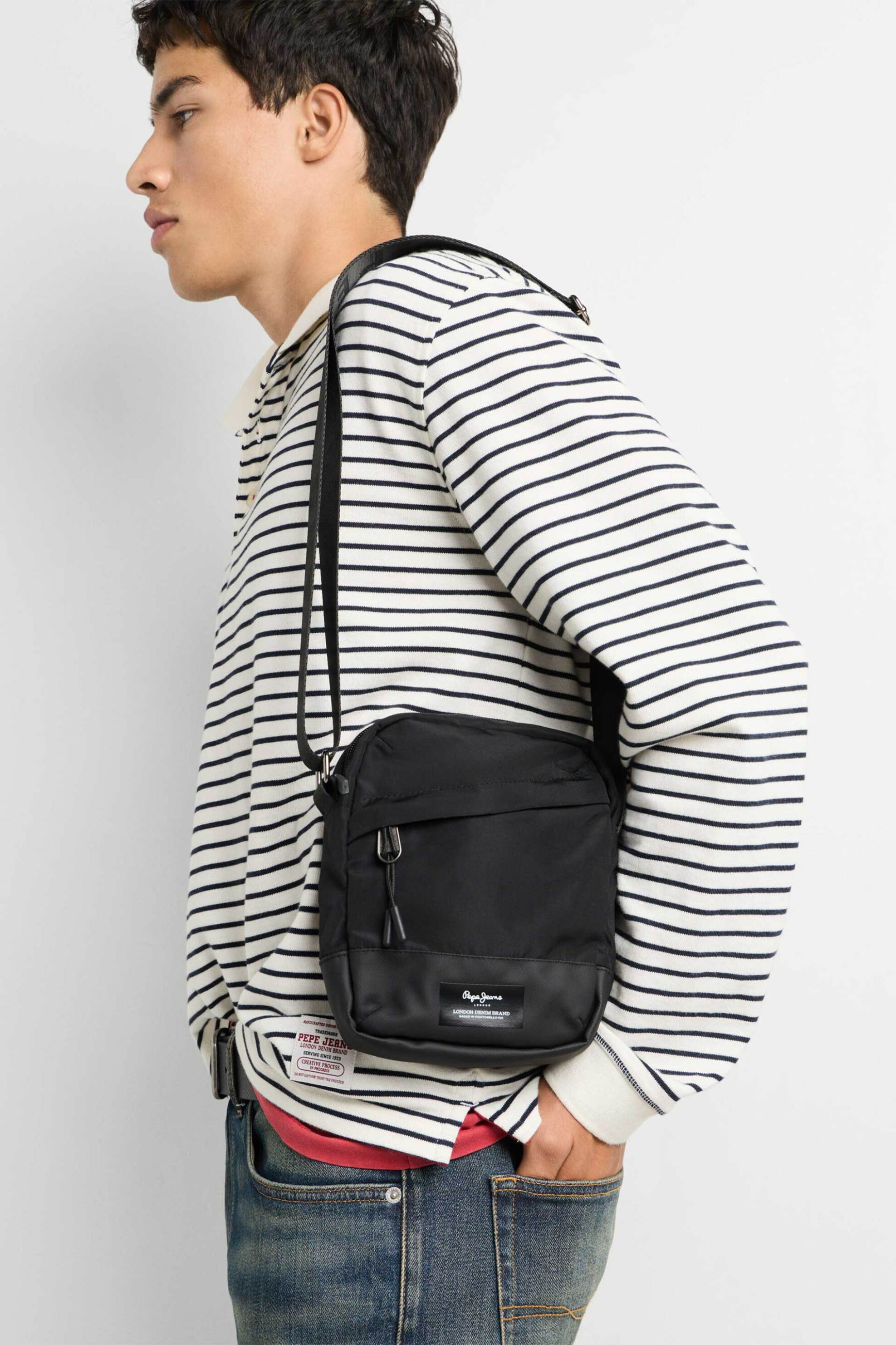 Pepe Jeans Ανδρικό Τσαντάκι Crossbody με Λογότυπο Fred - Pm0300052 Μαύρο