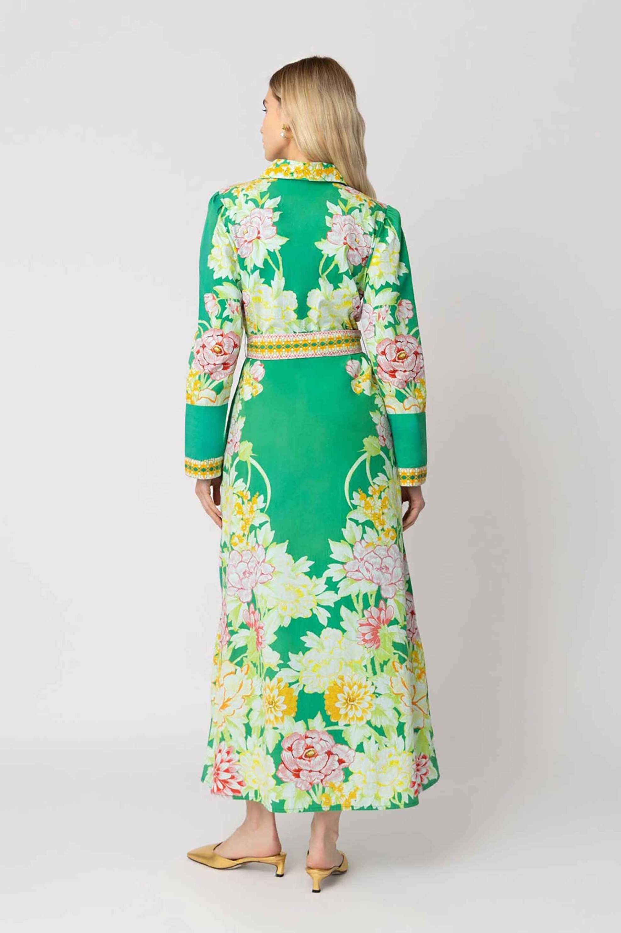 Raishma γυναικείο φόρεμα midi με floral print "Ava" - AW2378GR Πράσινο φωτογραφία