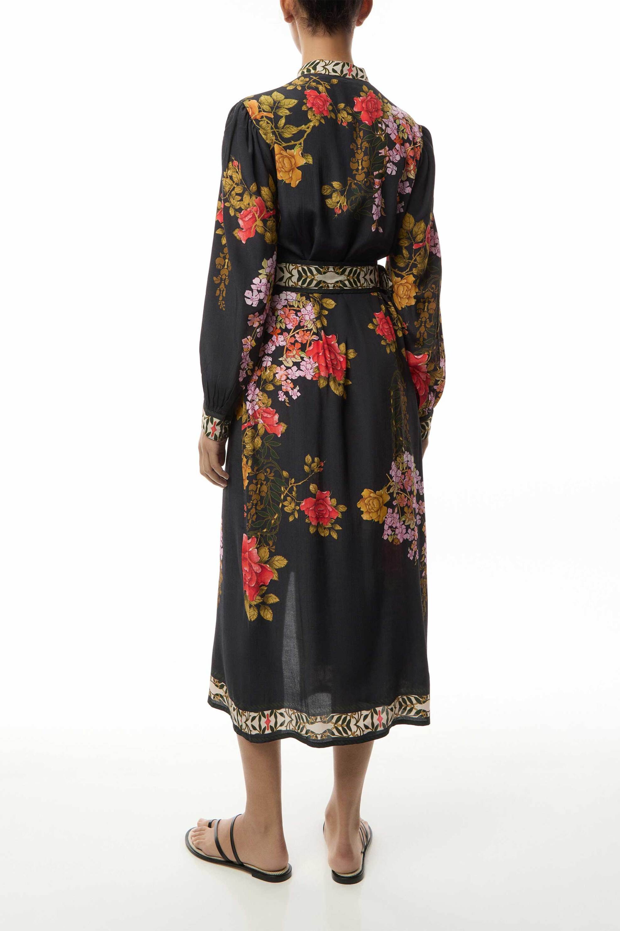 Raishma γυναικείο φόρεμα midi με floral print - SS25RS33 Μαύρο φωτογραφία