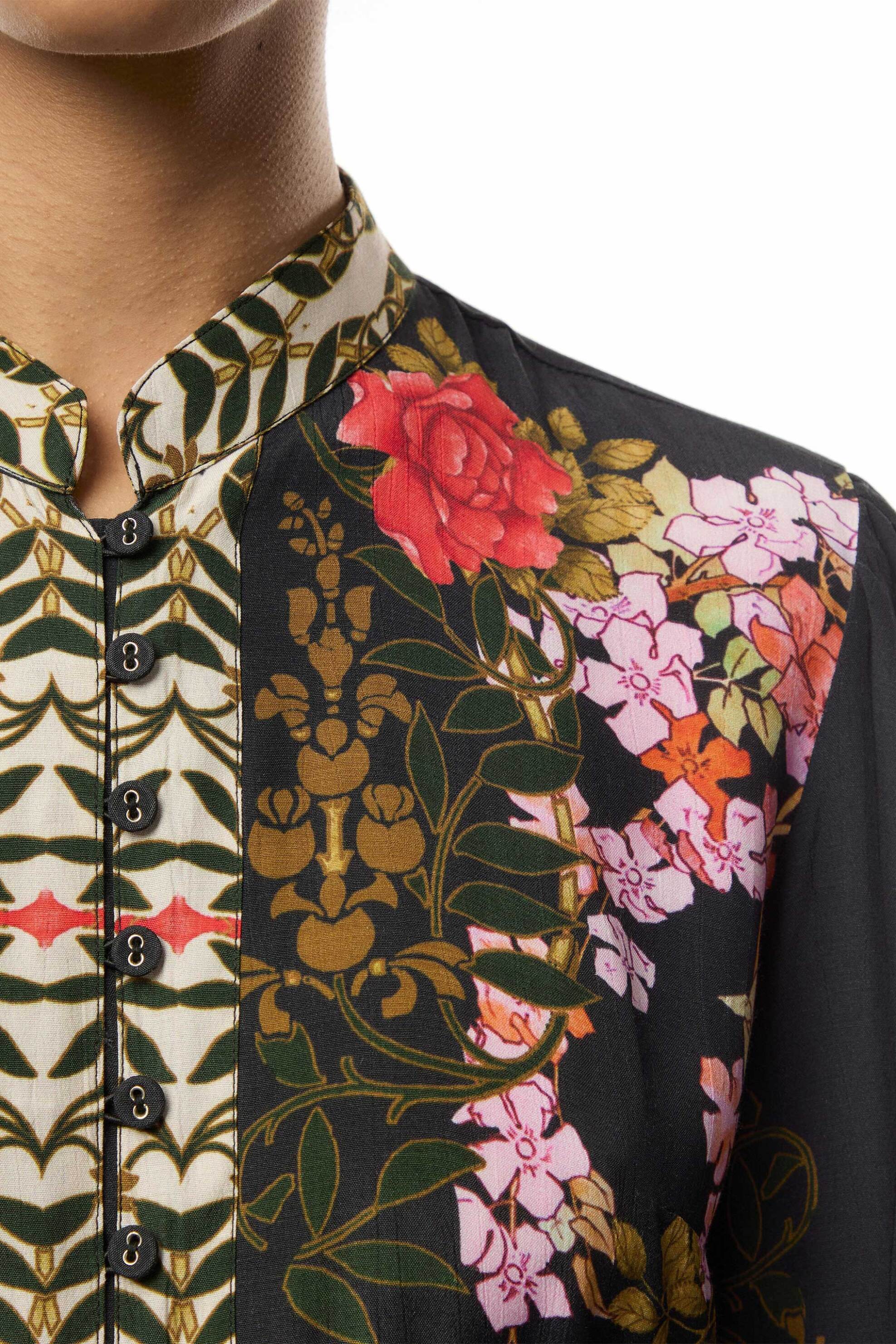 Raishma γυναικείο φόρεμα midi με floral print - SS25RS33 Μαύρο φωτογραφία