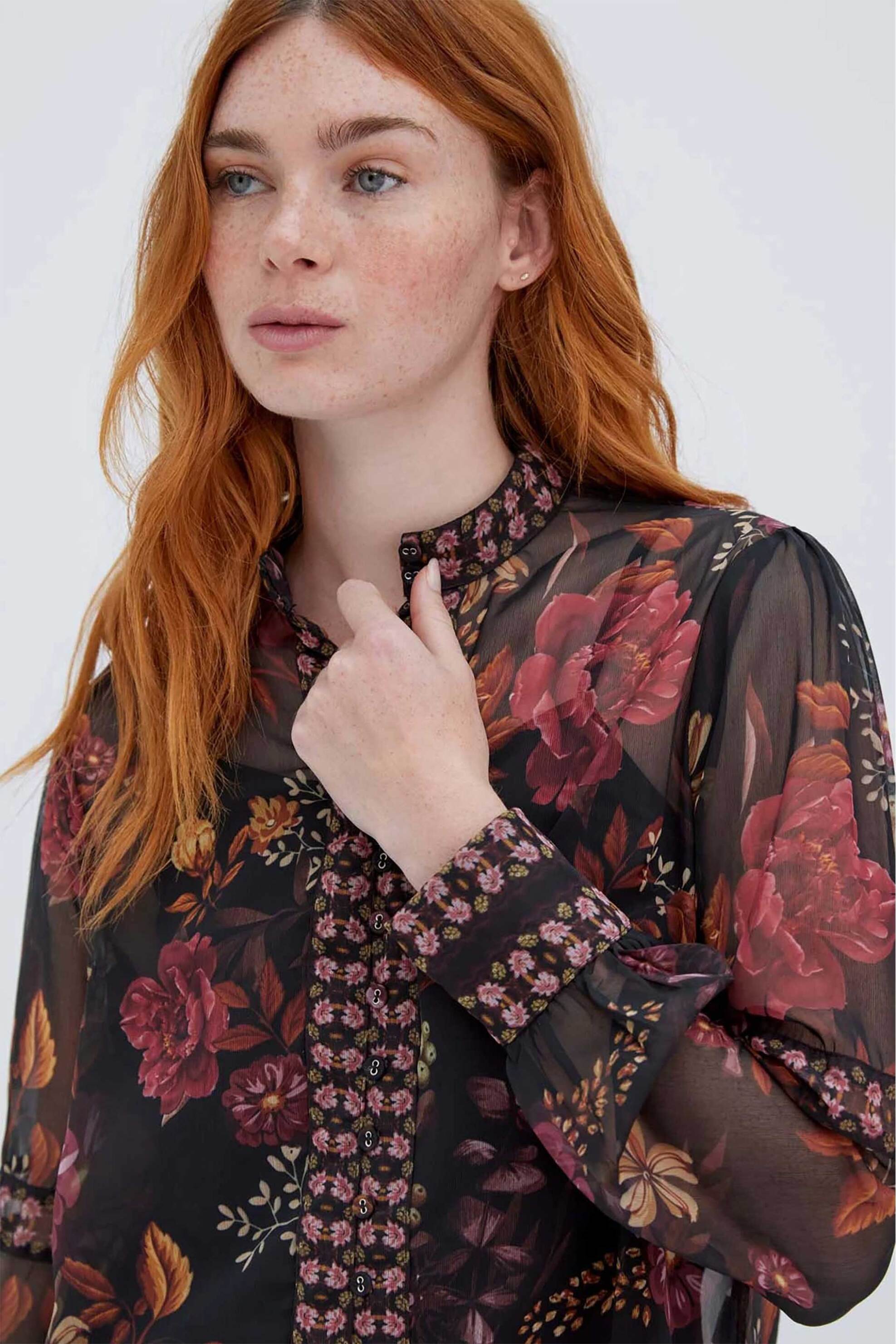 Raishma γυναικείο πουκάμισο με floral print "Aspen" - AW2393BK Μαύρο φωτογραφία