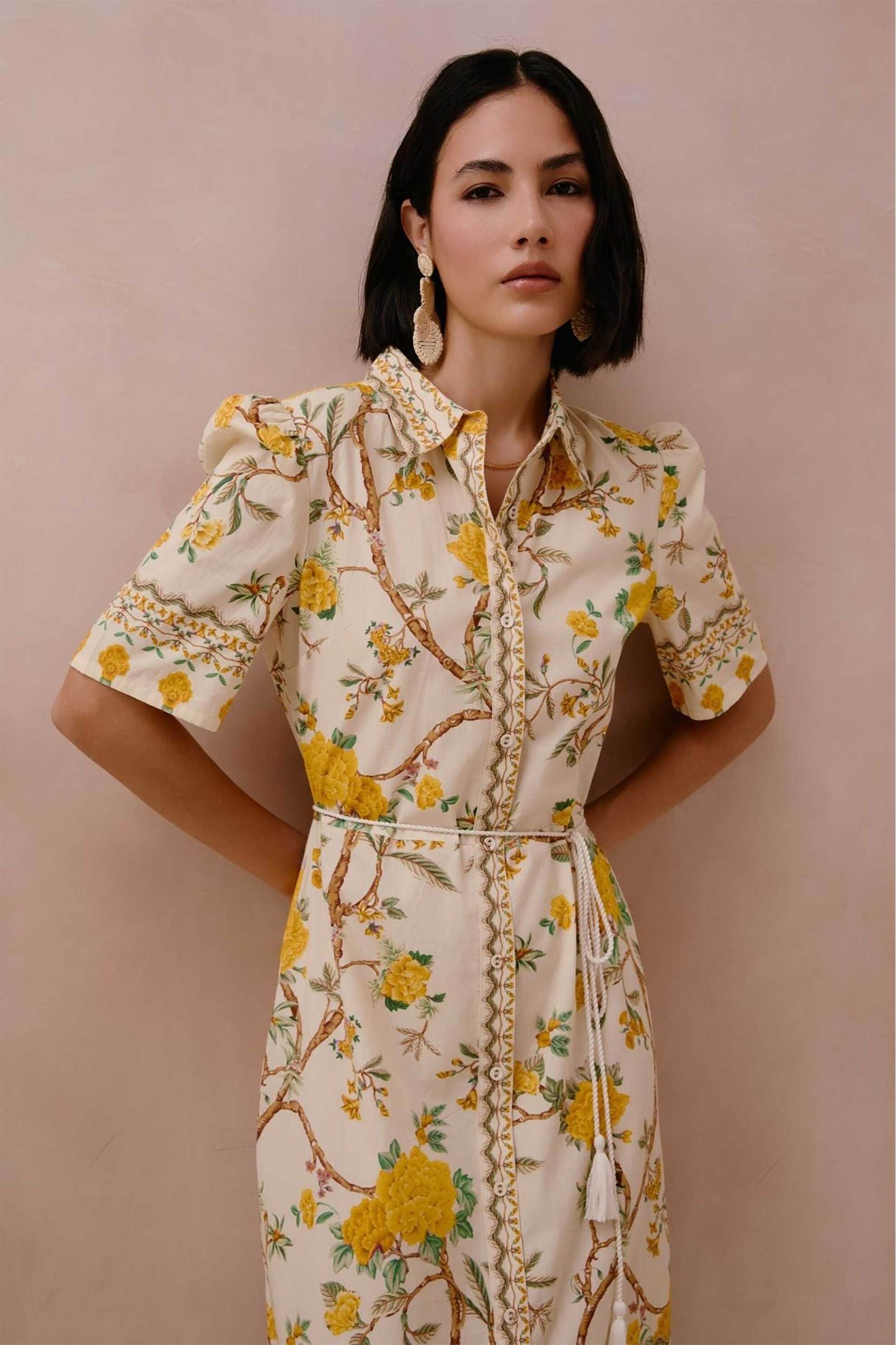 Raishma γυναικείο φόρεμα midi με floral print "Miranda" - SS26RS28 Λευκό φωτογραφία