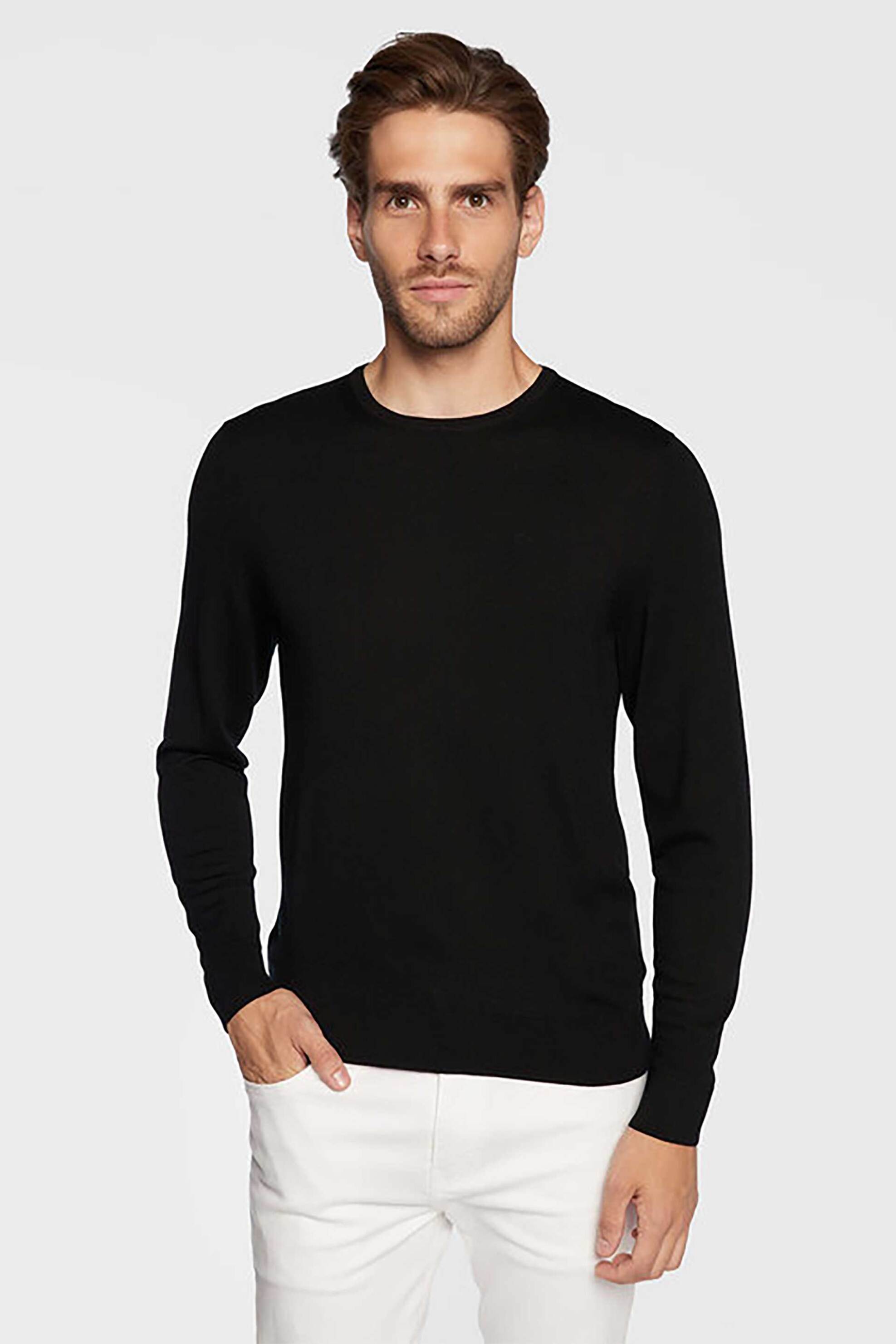 Calvin Klein ανδρική μάλλινη μπλούζα μονόχρωμη Regular Fit - K10K109474 Μαύρο