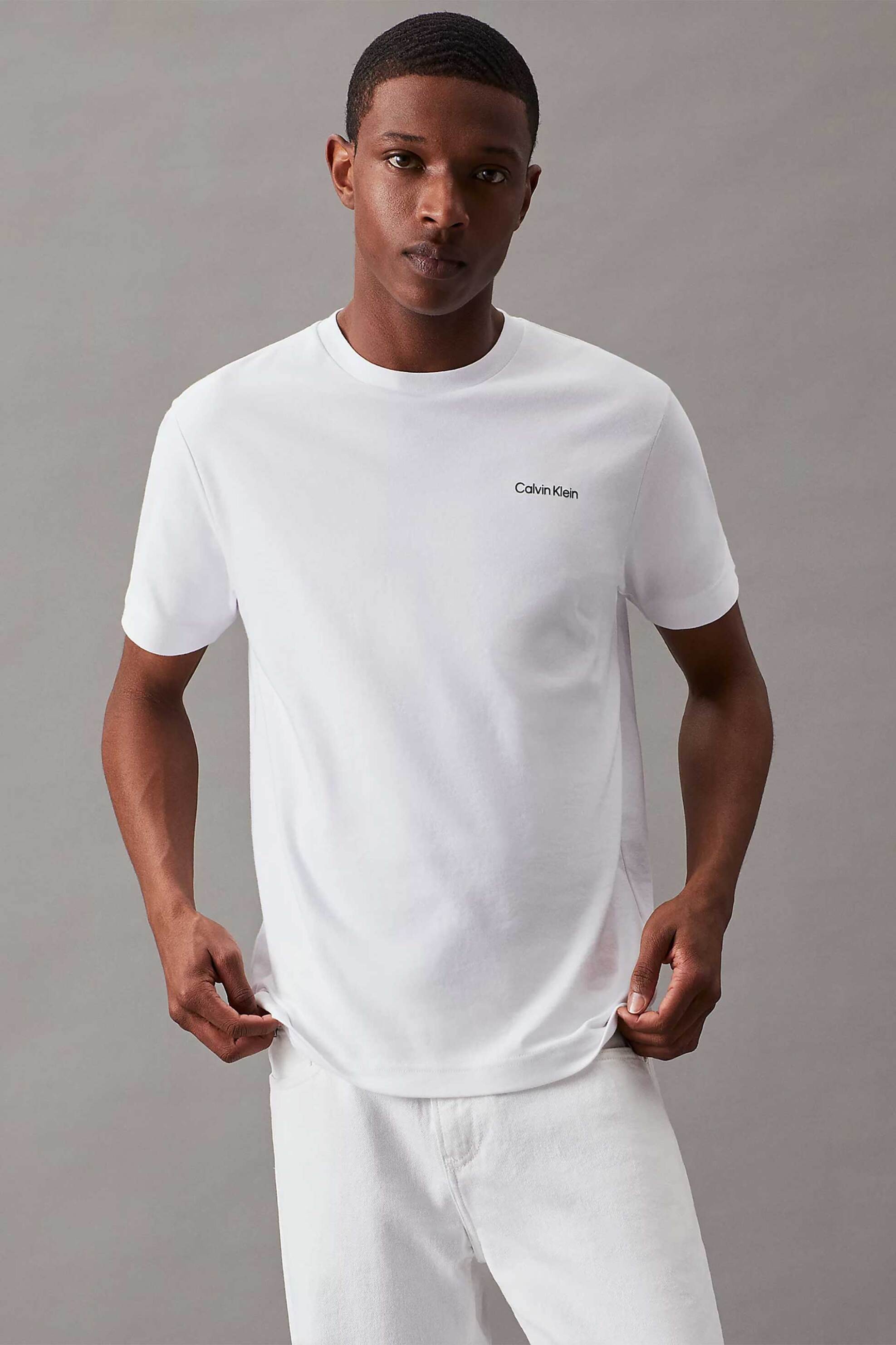 Calvin Klein ανδρικό T-shirt με logo print Regular Fit - K10K109894 Λευκό
