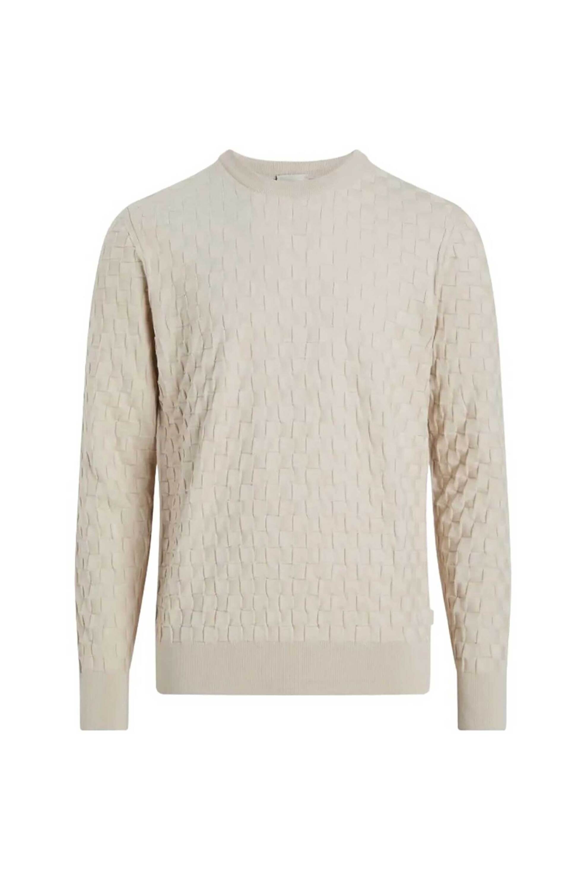 Calvin Klein ανδρική μπλούζα με ανάγλυφο μοτίβο - K10K113747 Εκρού φωτογραφία