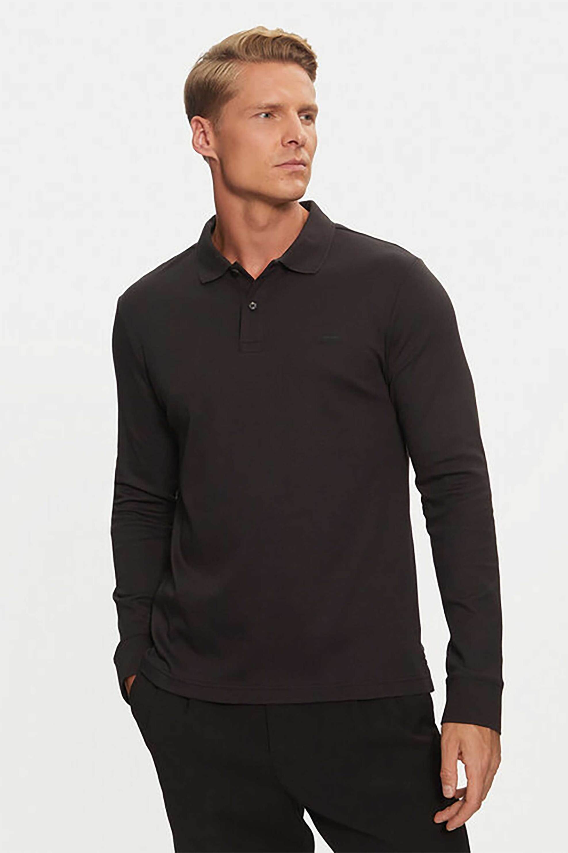 Calvin Klein ανδρική μπλούζα πόλο μονόχρωμη Slim Fit - K10K112750 Μαύρο