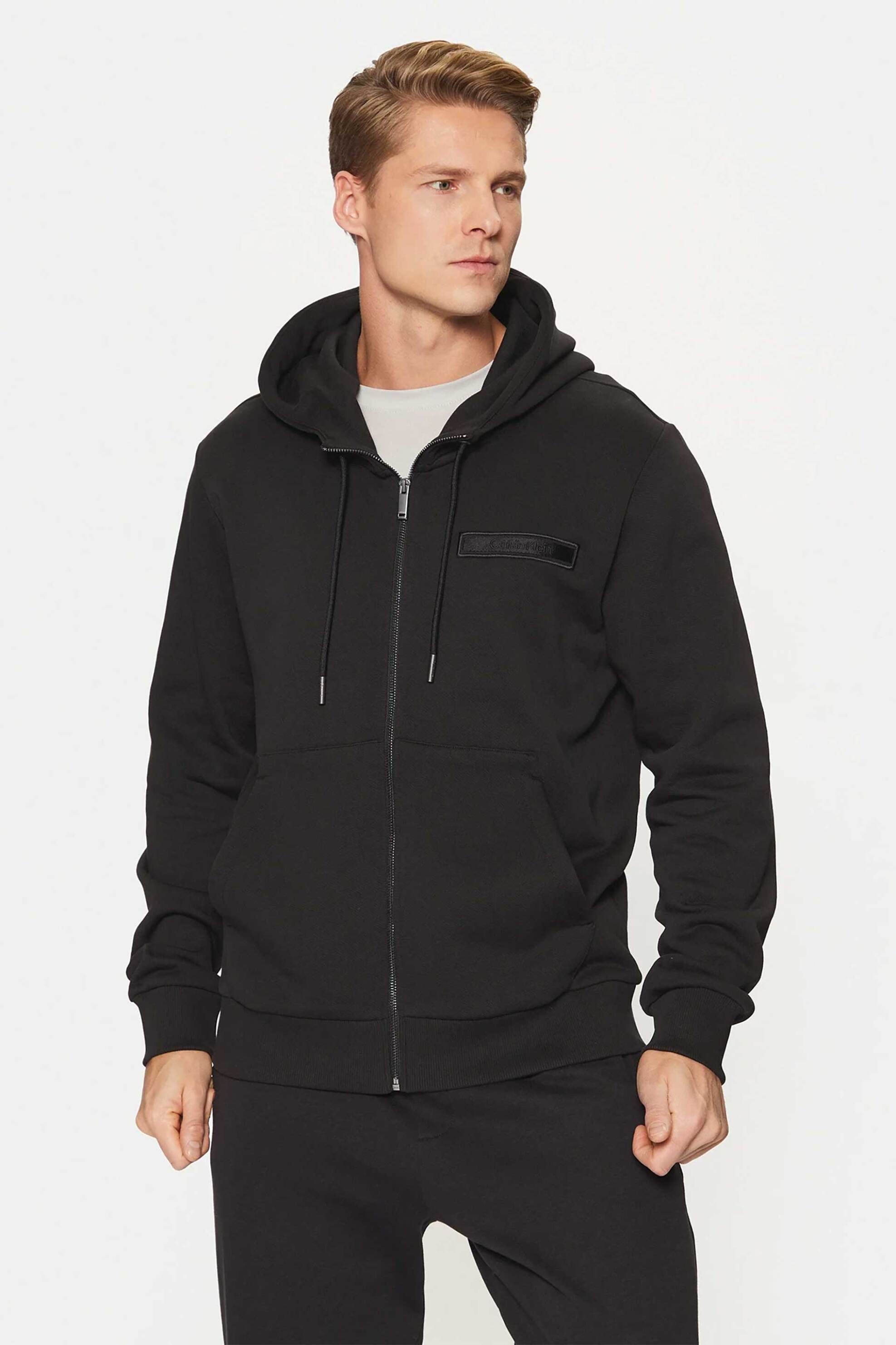 CALVIN KLEIN Calvin Klein ανδρική ζακέτα φούτερ με κουκούλα και λογότυπο Regular Fit - K10K113562 Μαύρο
