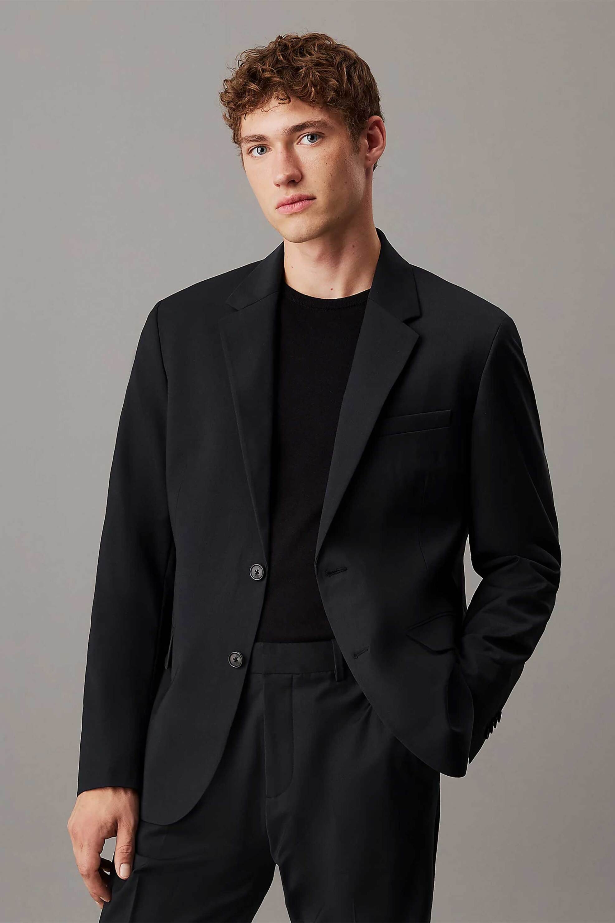 Calvin Klein ανδρικό σακάκι από μαλλί Slim Fit - LV040EM591 Μαύρο