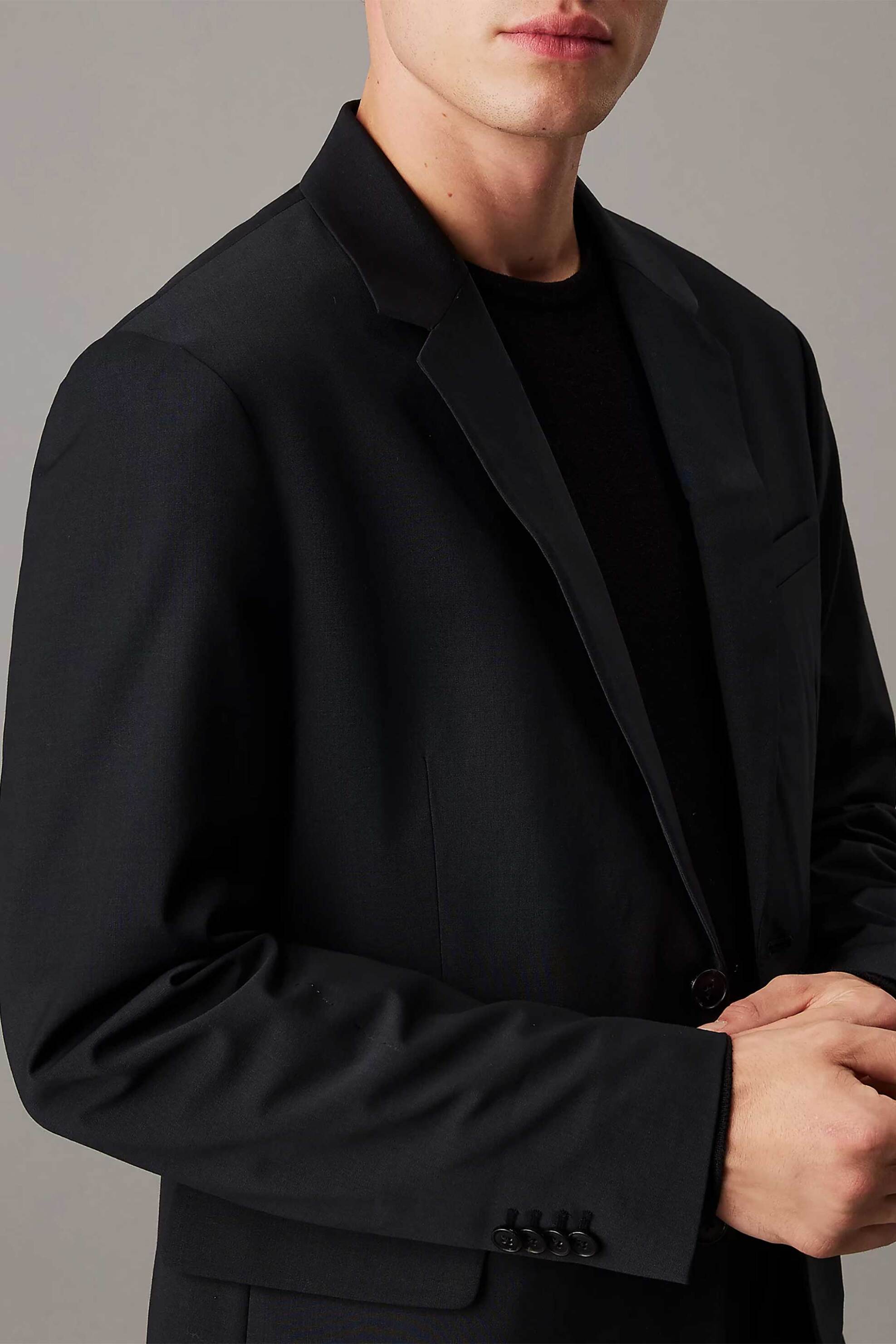 Calvin Klein ανδρικό σακάκι από μαλλί Slim Fit - LV040EM591 Μαύρο φωτογραφία