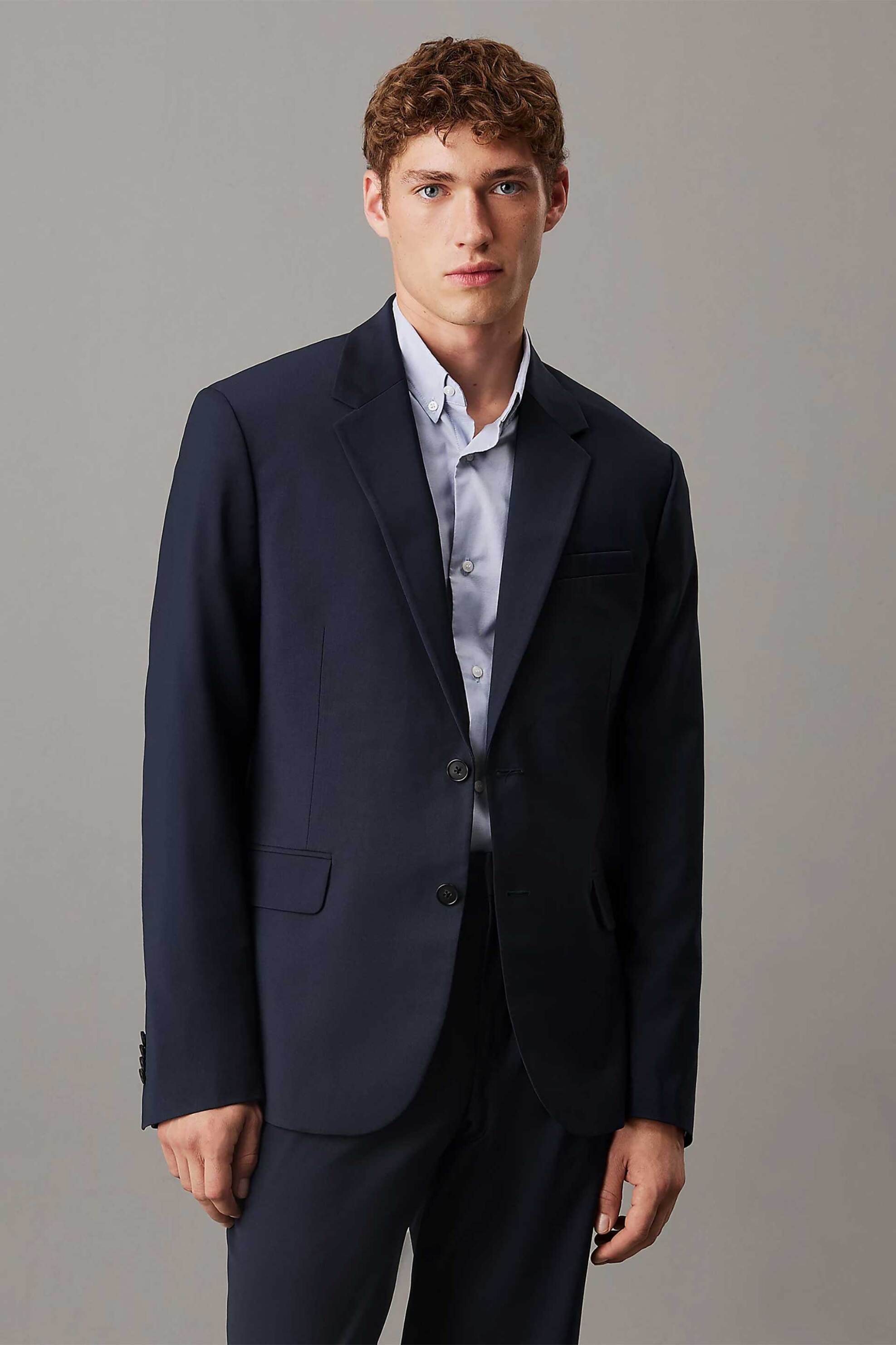 Calvin Klein ανδρικό σακάκι από μαλλί Slim Fit - LV040EM591 Μπλε Σκούρο