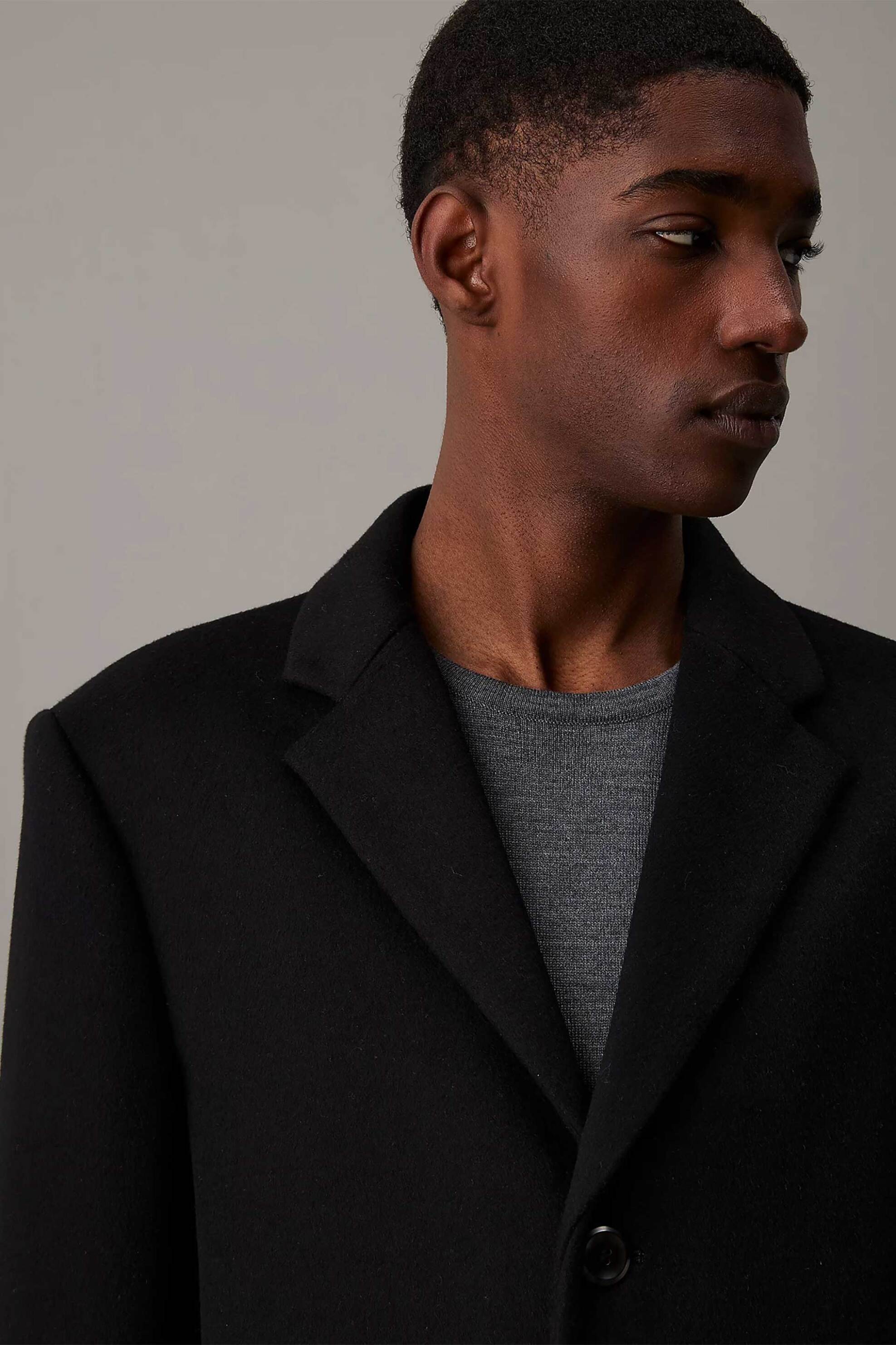 Calvin Klein ανδρικό παλτό από μαλλί Slim Fit - K10K113664 Μαύρο φωτογραφία